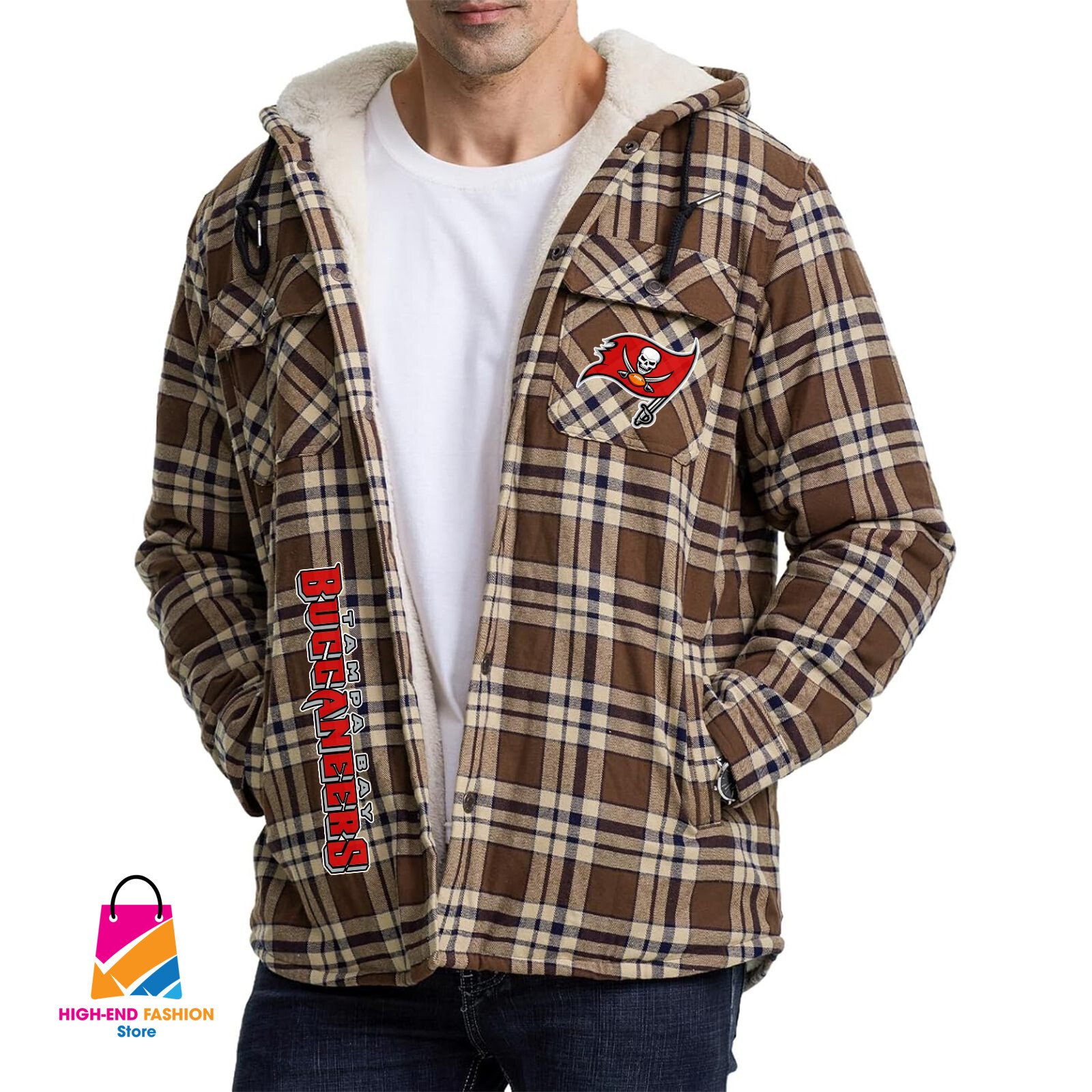 Tampa Bay Buccaneers NFL Style Zip Fleece Flannel Jacket For Fans