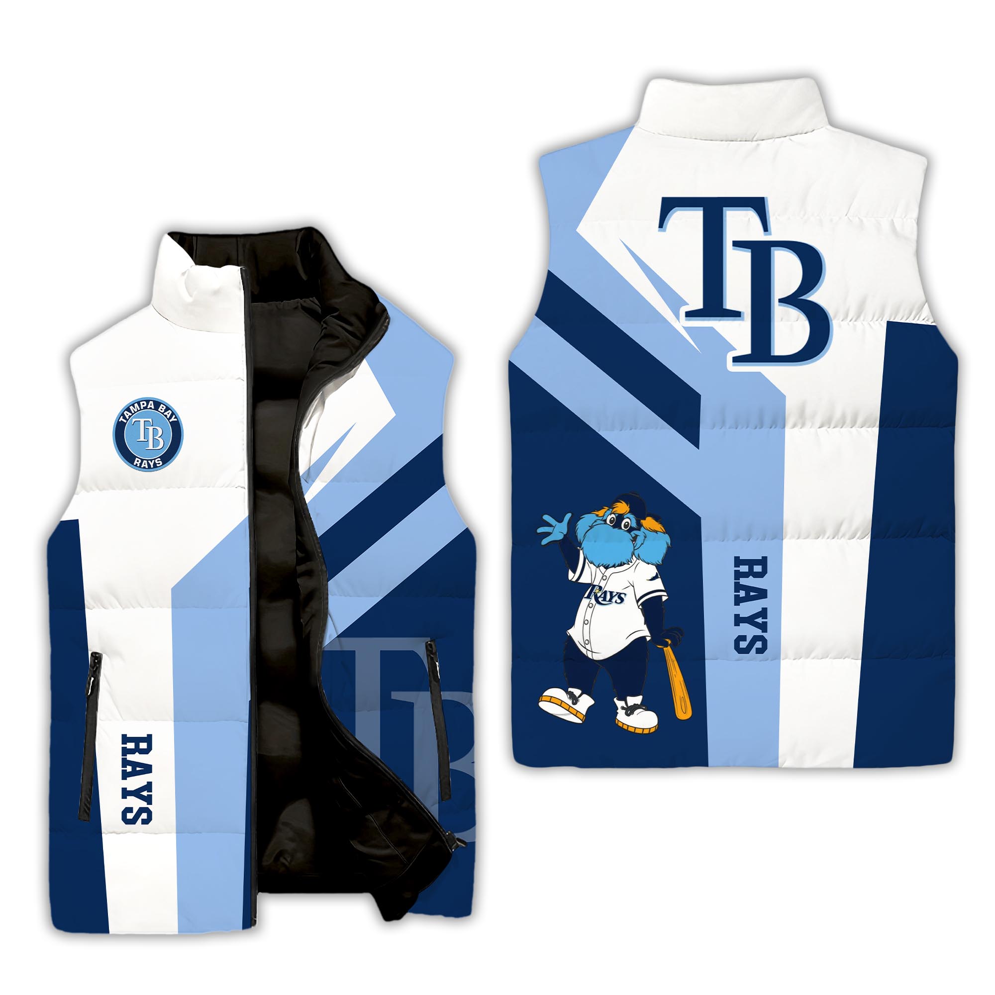Tampa Bay Rays MLB Style Sleeveless Puffer Jacket For Fans