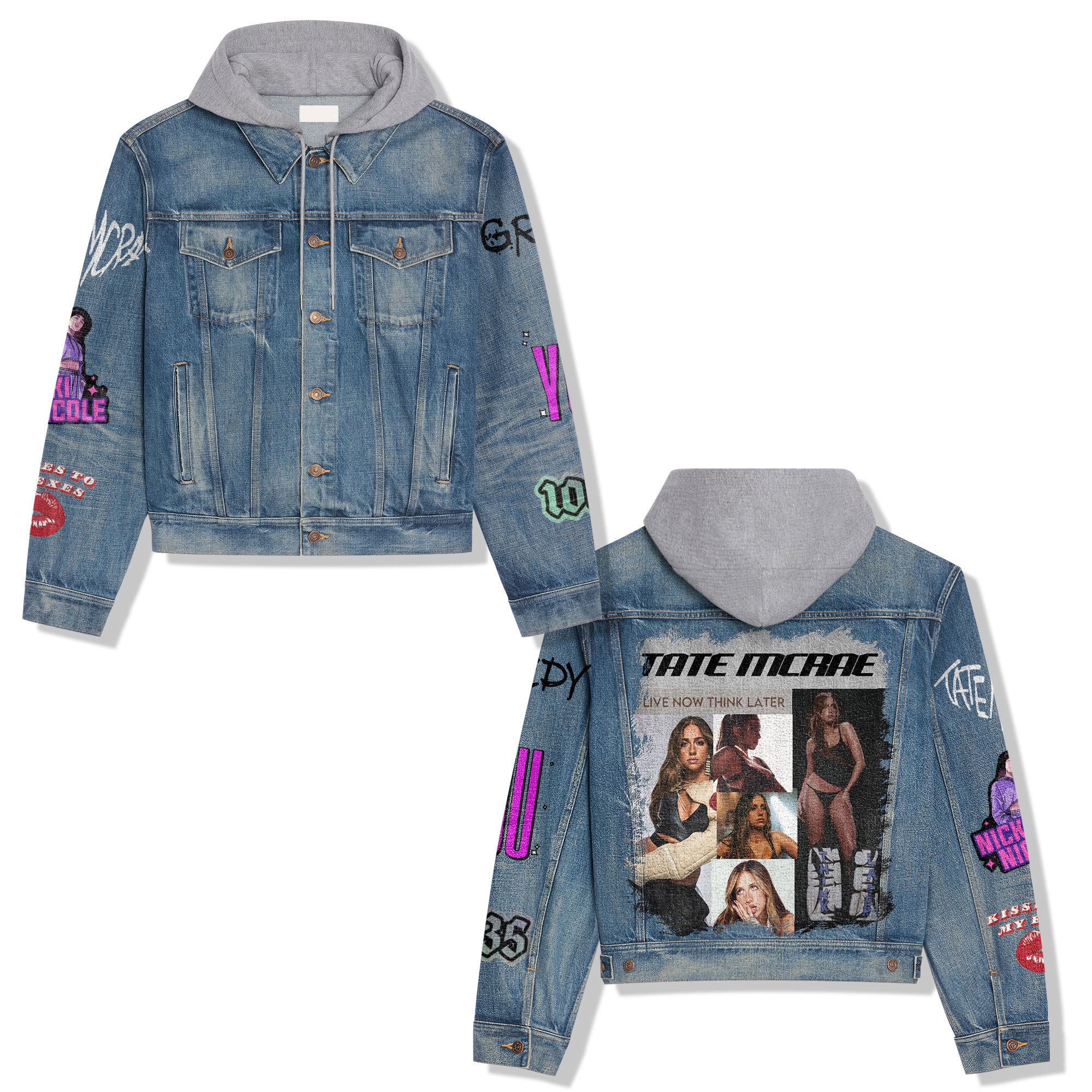 Tate McRae Music Style Hooded Denim Jacket For Fans