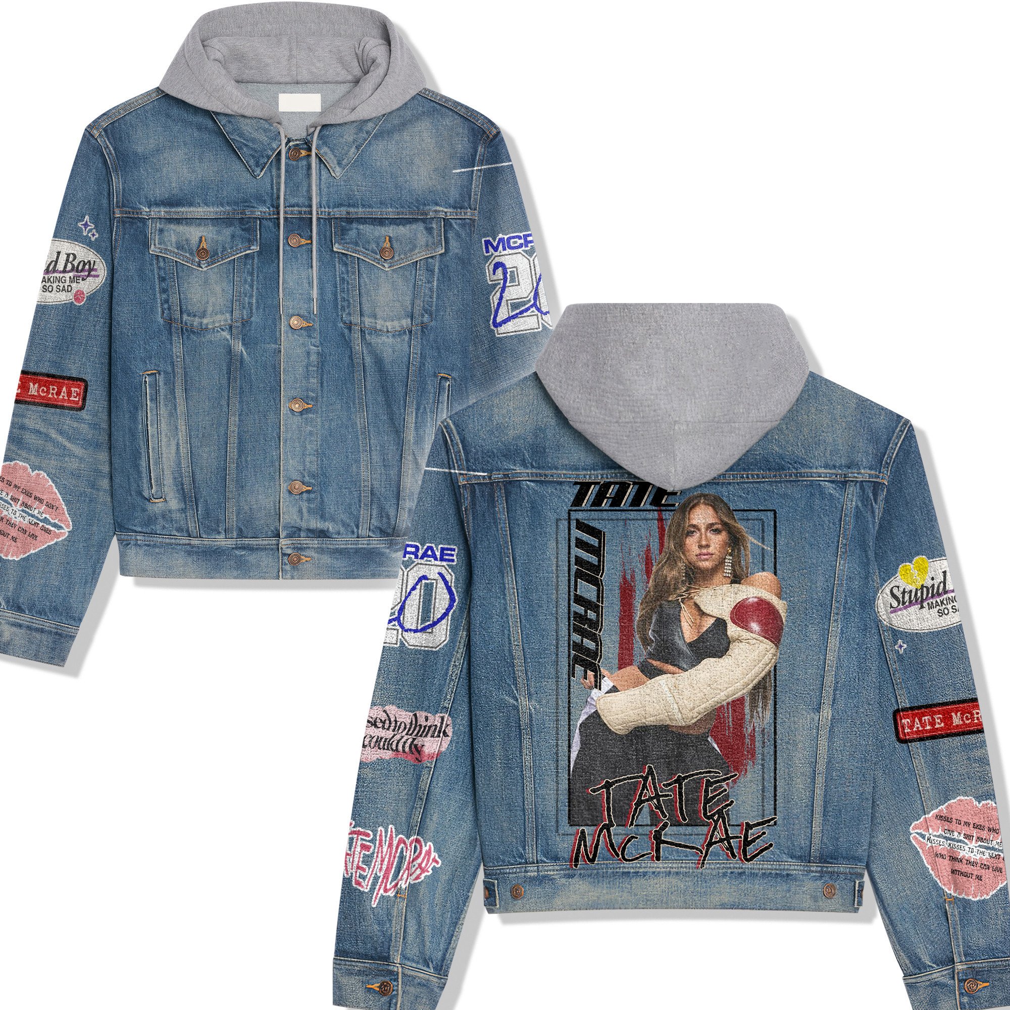 Tate McRae Music Style Hooded Denim Jacket For Fans