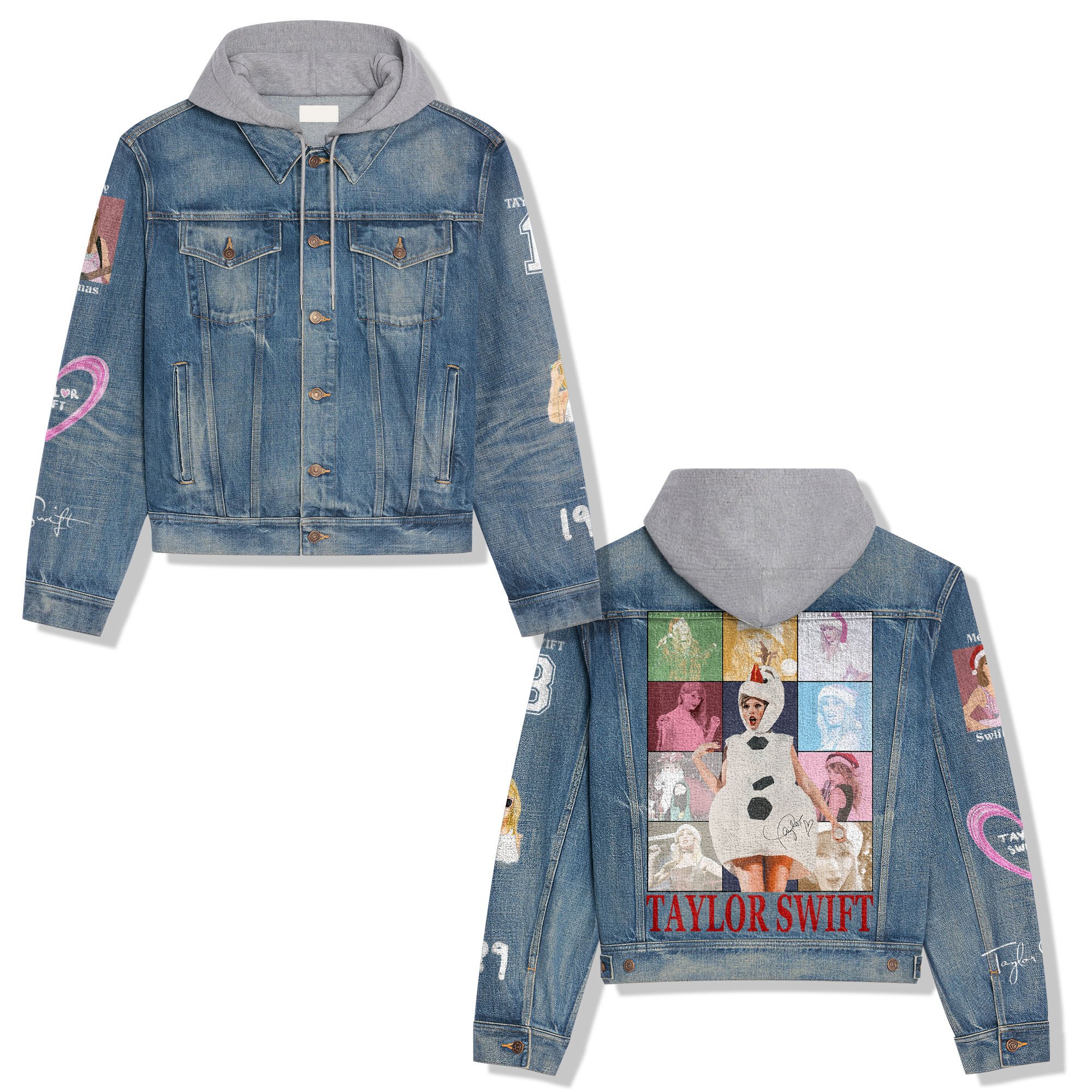 Taylor Swift Music Style Hooded Denim Jacket For Fans