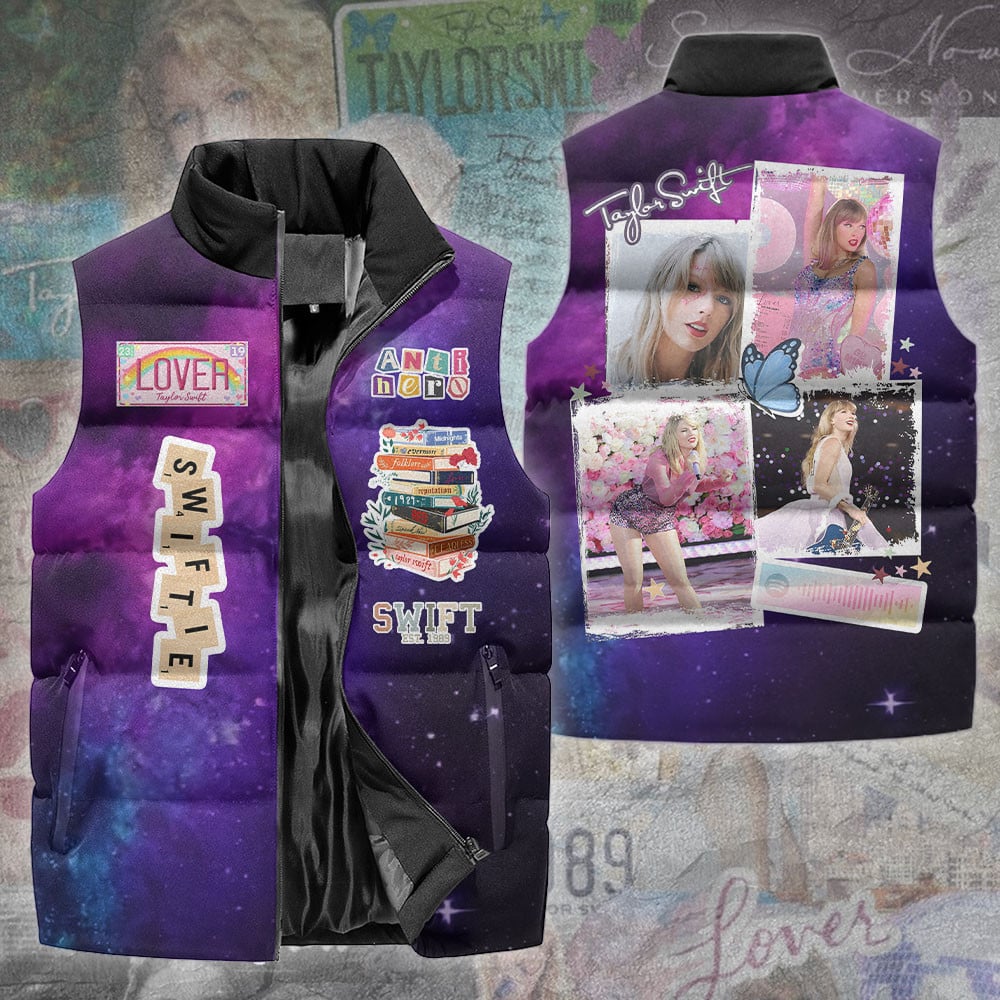 Taylor Swift Music Style Sleeveless Puffer Jacket For Fans