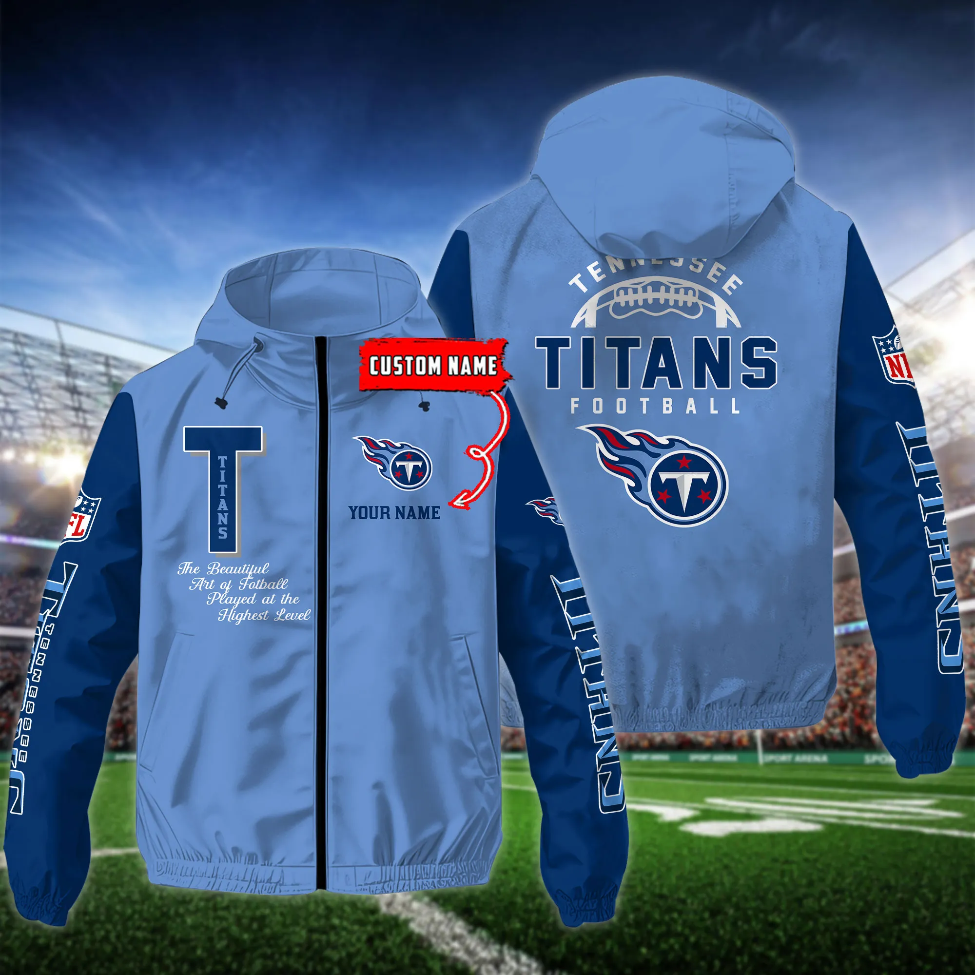 Tennessee Titans NFL Personalized Style Windbreaker Jacket For Fans