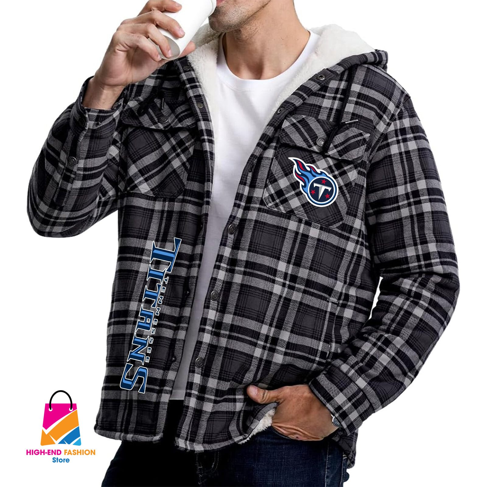 Tennessee Titans NFL Style Zip Fleece Flannel Jacket For Fans