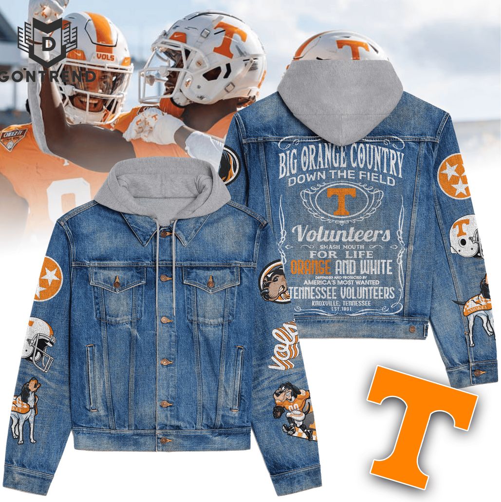 Tennessee Volunteers Down The Field NCAA Style Hooded Denim Jacket For Fans