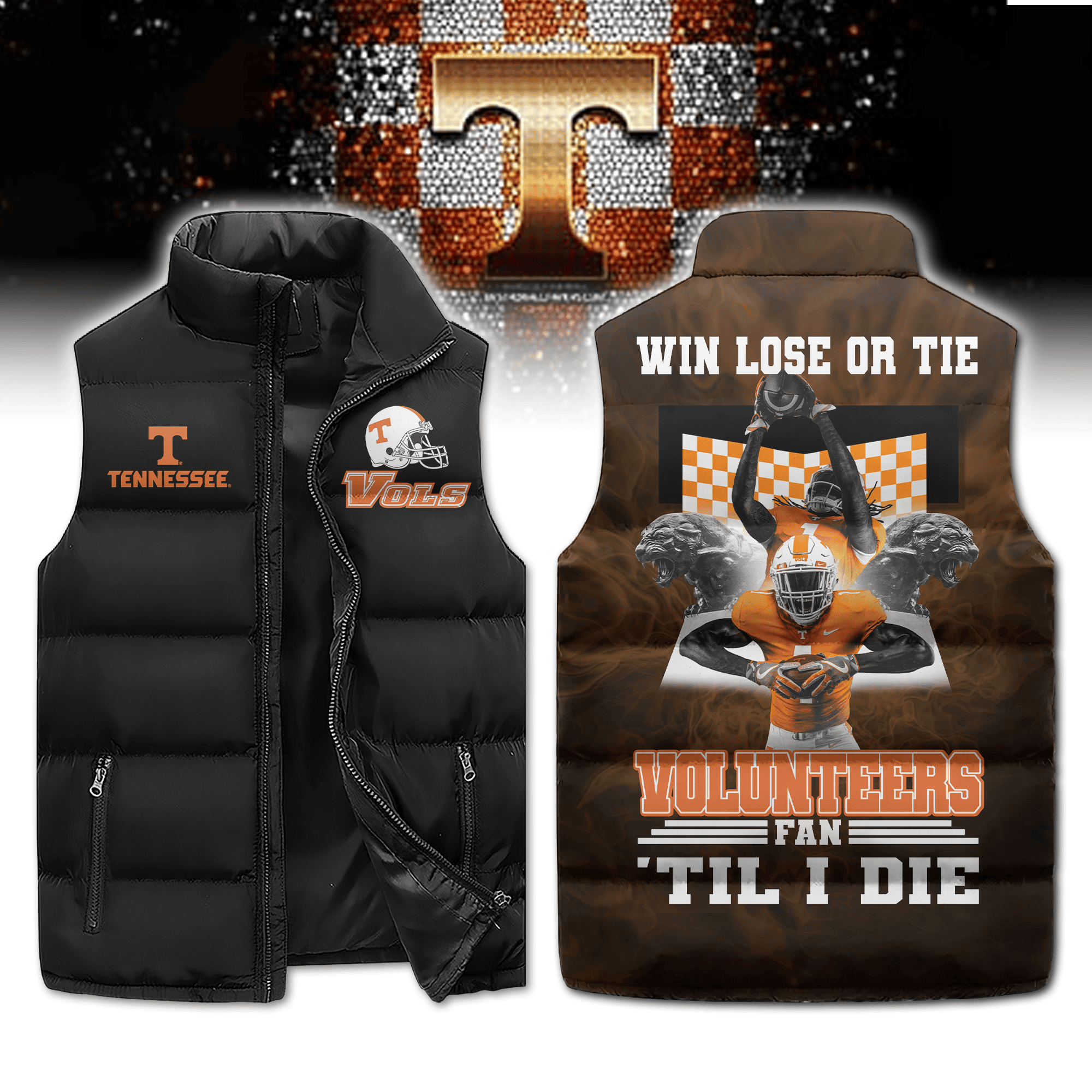 Tennessee Volunteers NCAA Style Sleeveless Puffer Jacket For Fans