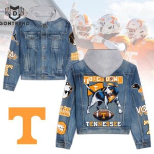 Tennessee Volunteers Touch Down Tennessee NCAA Style Hooded Denim Jacket For Fans