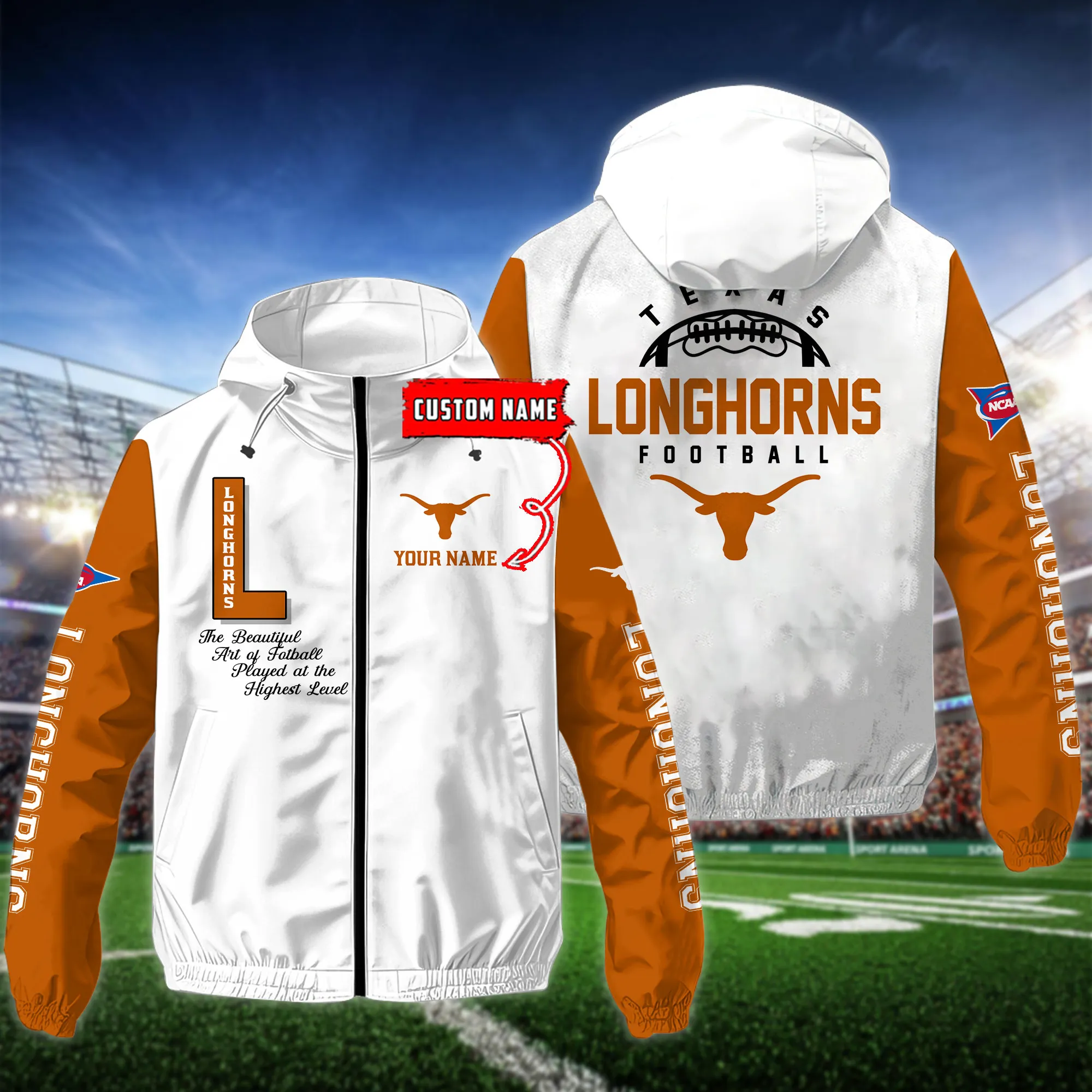 Texas Longhorns NCAA Personalized Style Windbreaker Jacket For Fans