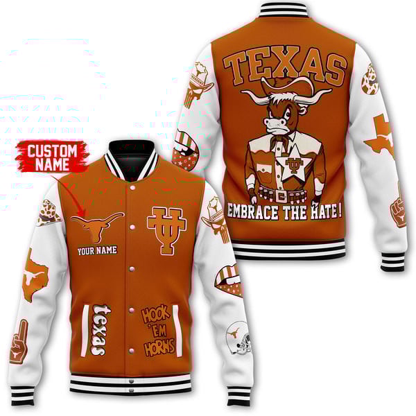 Texas Longhorns NCAA Style Baseball Jacket For Fans