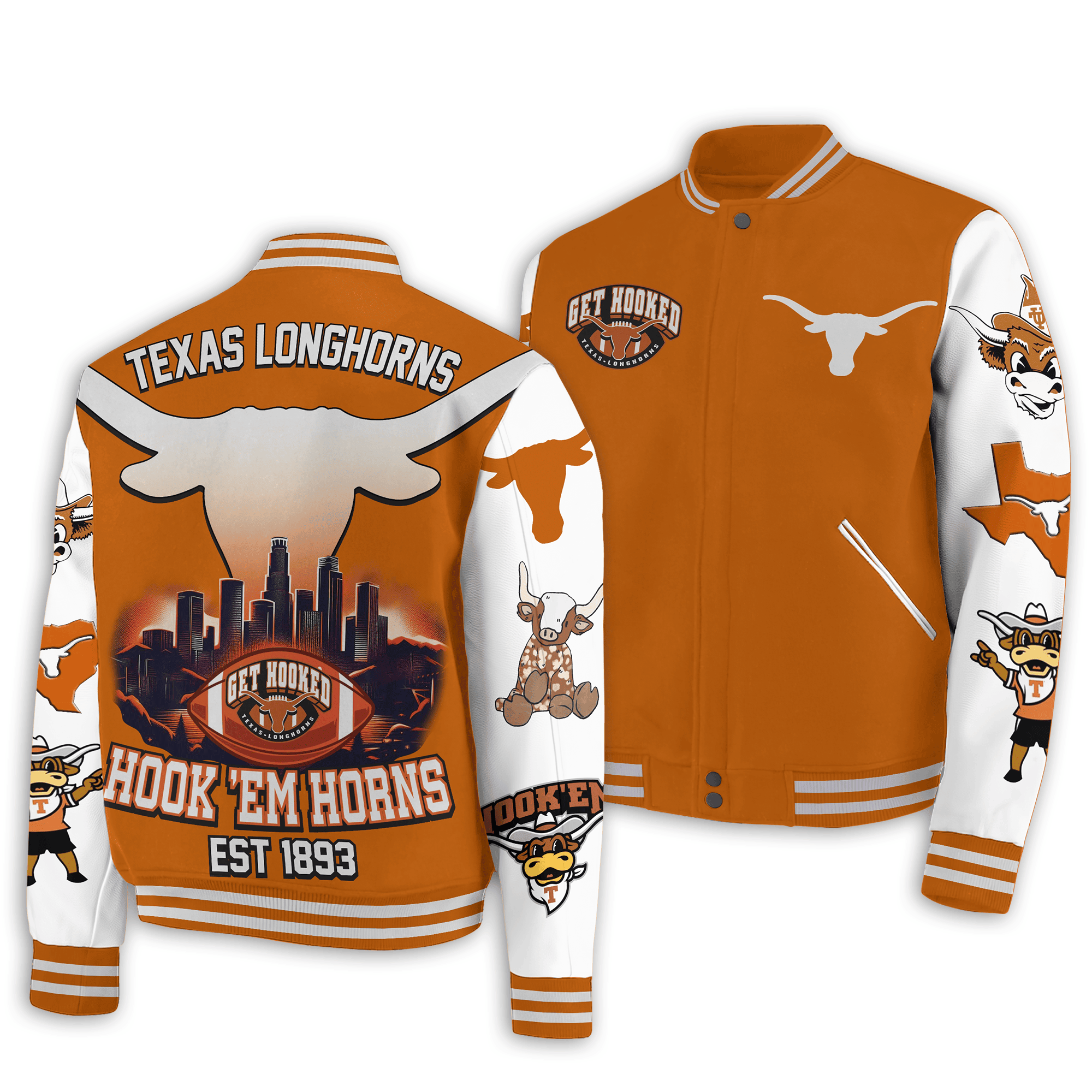 Texas Longhorns NCAA Style Baseball Jacket For Fans