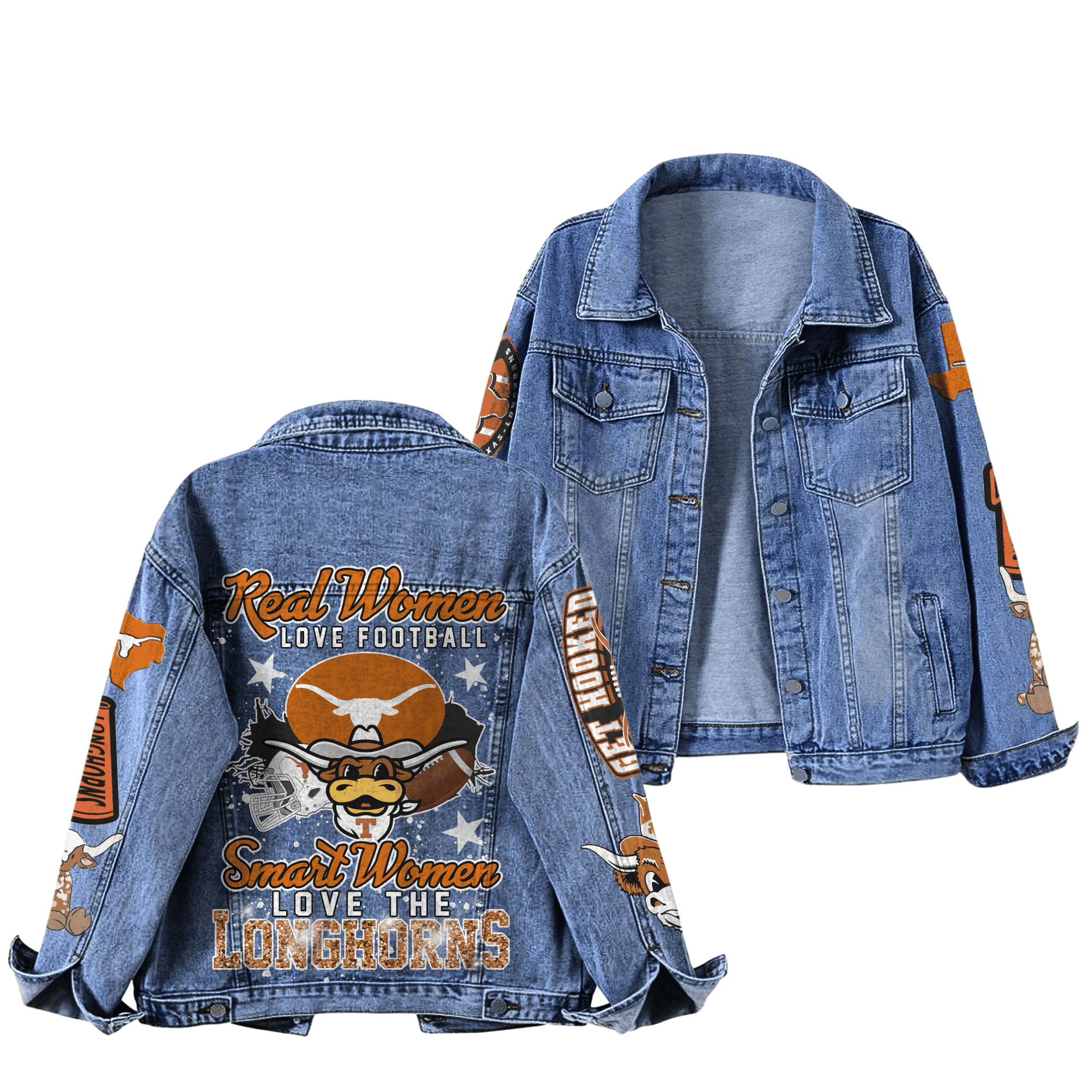 Texas Longhorns NCAA Style Denim Jacket For Fans