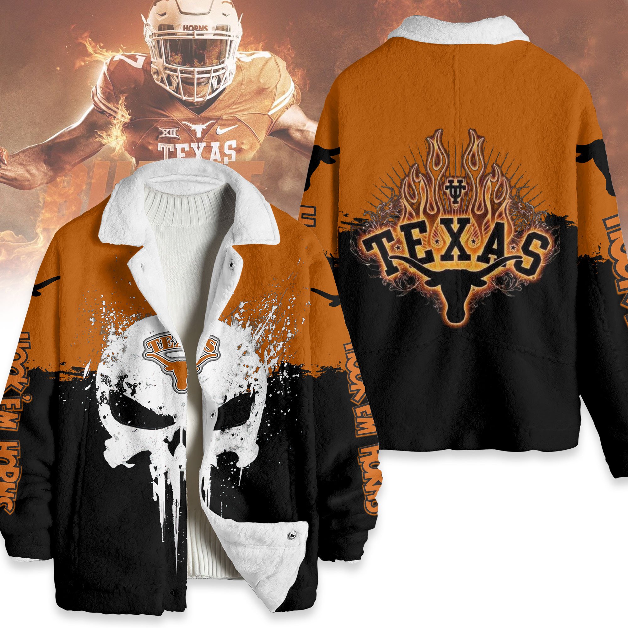 Texas Longhorns NCAA Style Fleece Jacket For Fans