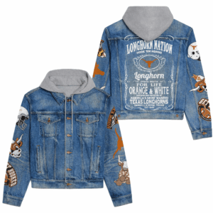 Texas Longhorns NCAA Style Hooded Denim Jacket For Fans