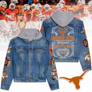 Texas Longhorns NCAA Style Hooded Denim Jacket For Fans