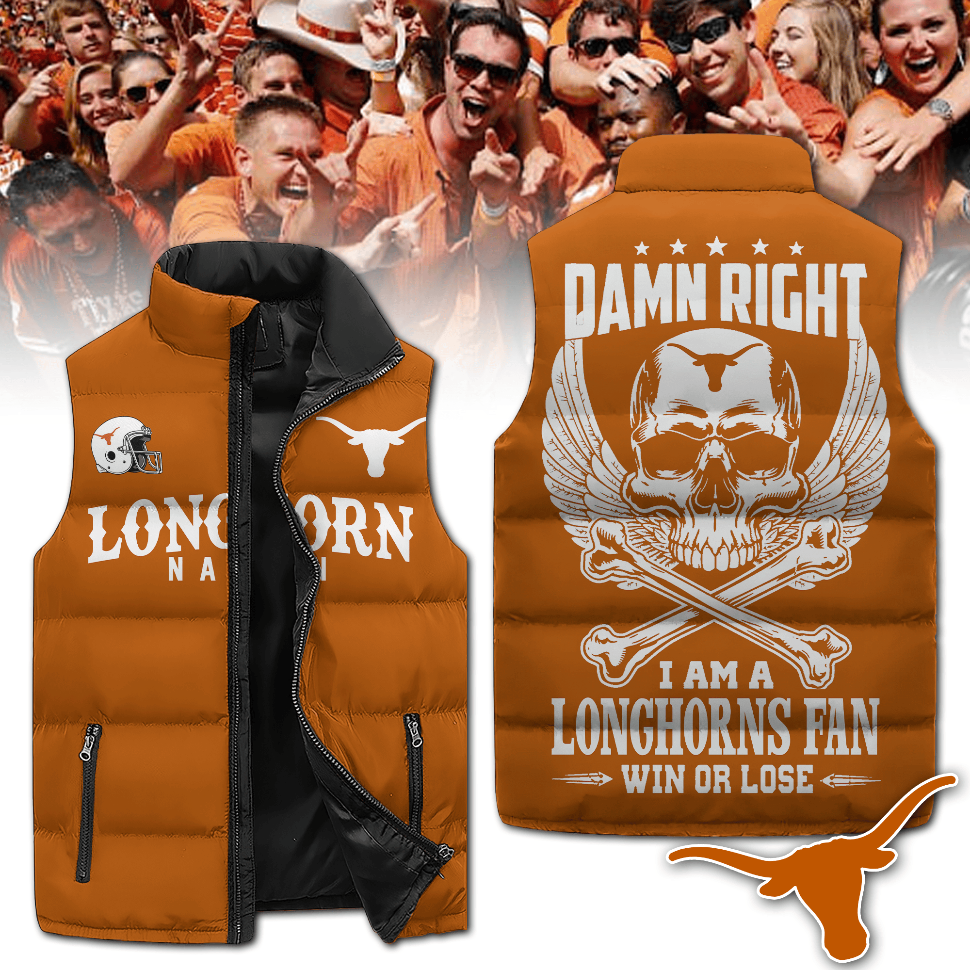 Texas Longhorns NCAA Style Sleeveless Puffer Jacket For Fans