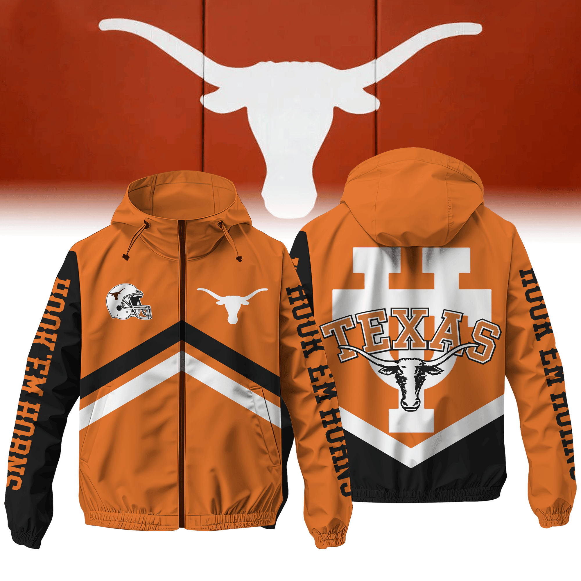 Texas Longhorns NCAA Style Windbreaker Jacket For Fans