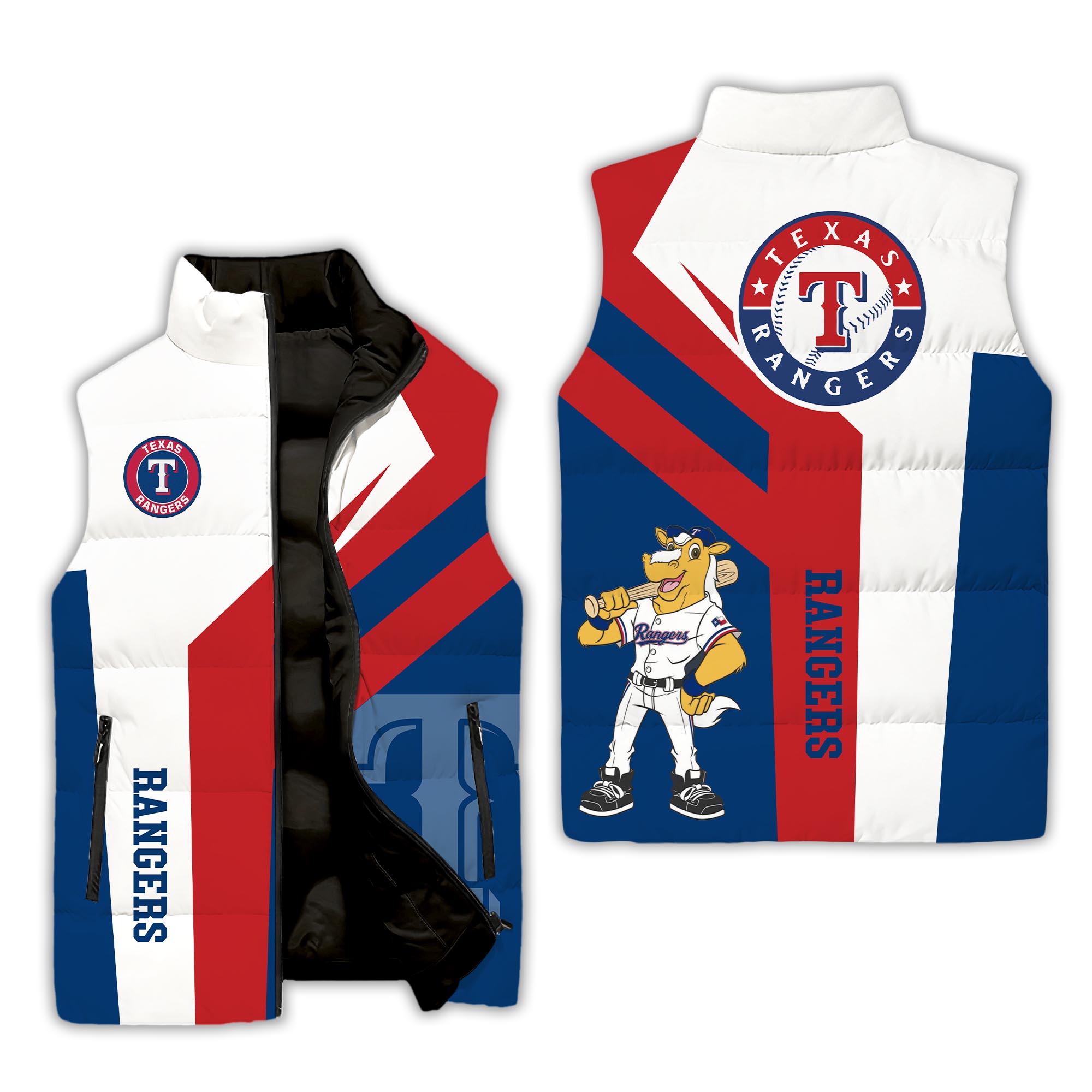Texas Rangers MLB Style Sleeveless Puffer Jacket For Fans