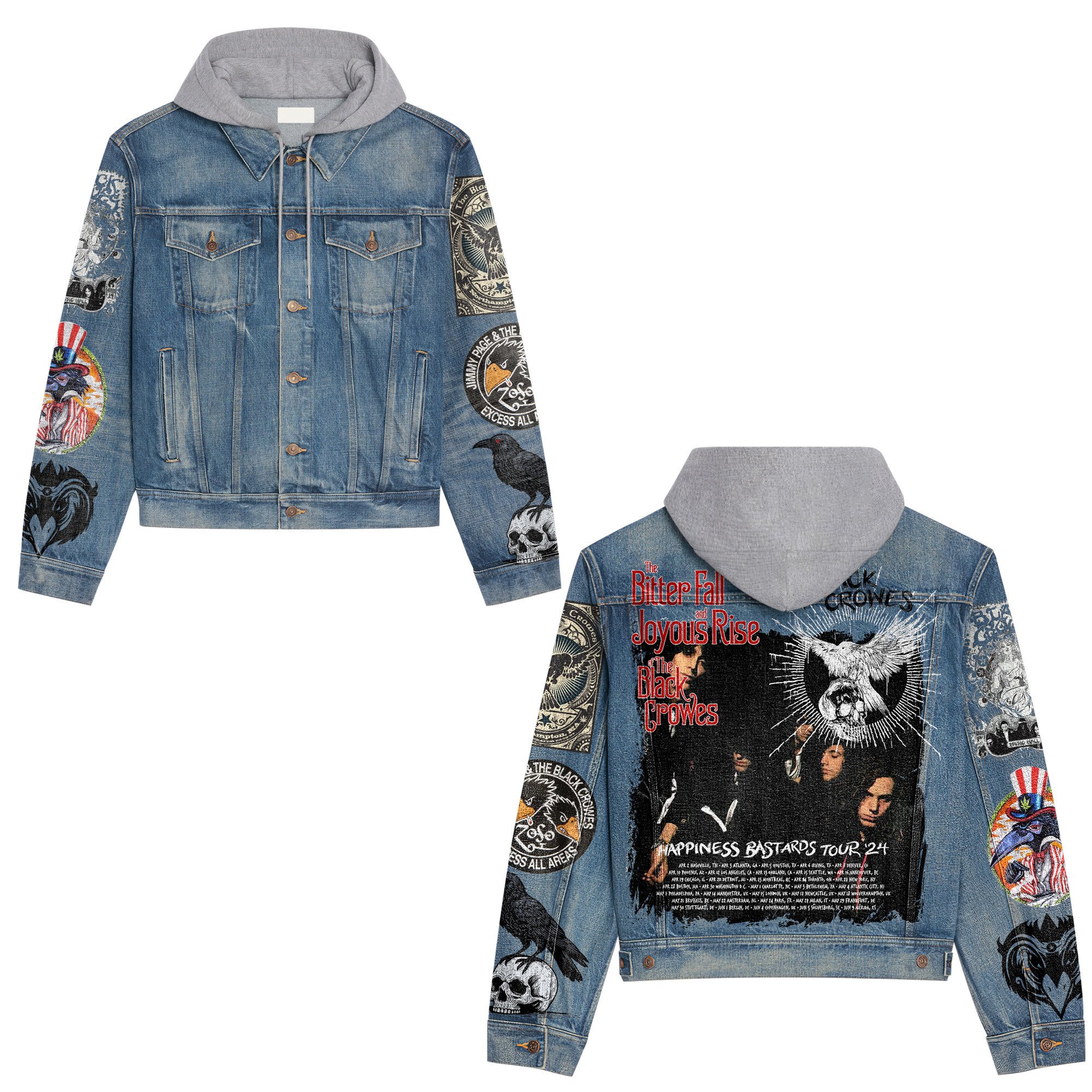 The Black Crowes Music Style Hooded Denim Jacket For Fans