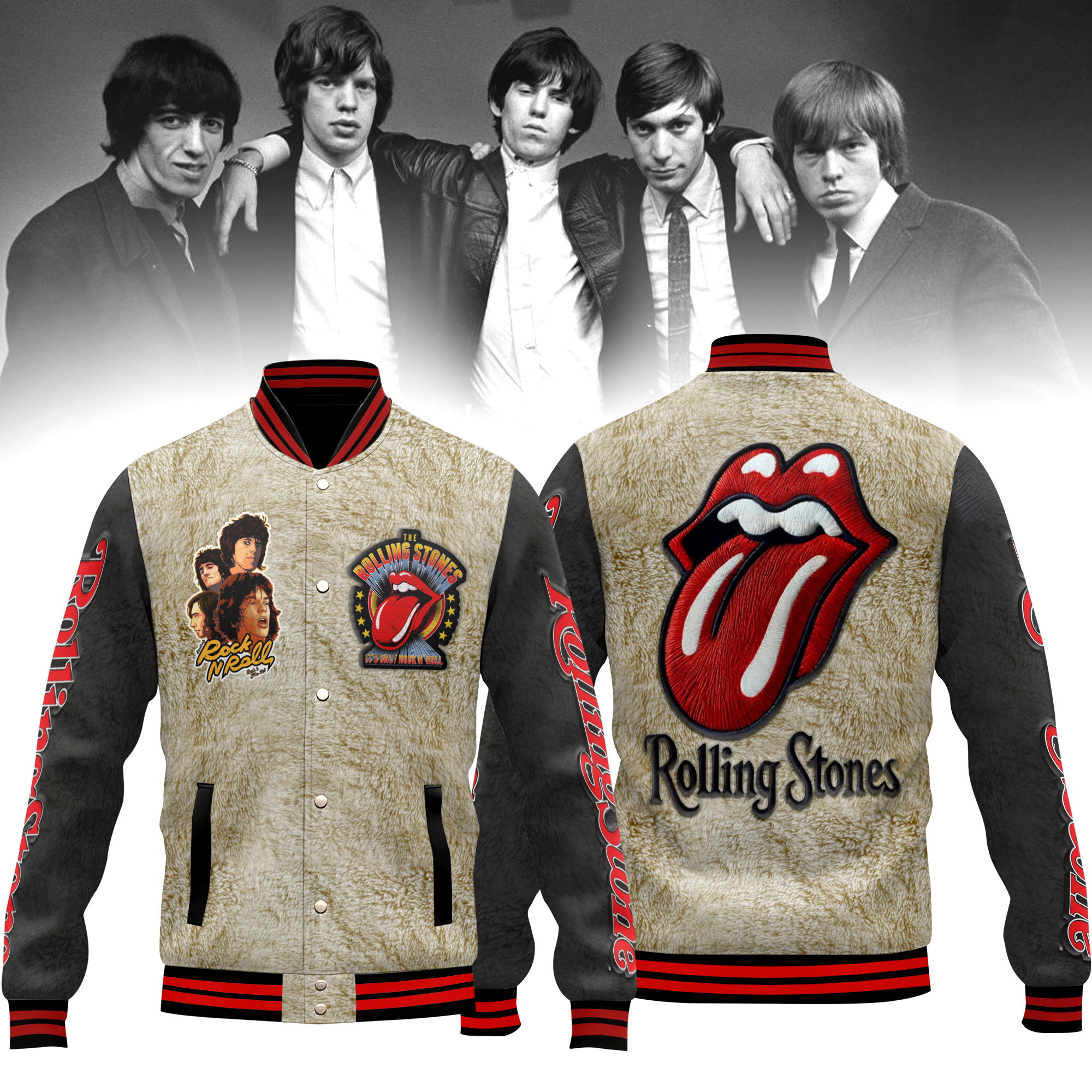 The Rolling Stones Music Style Baseball Jacket