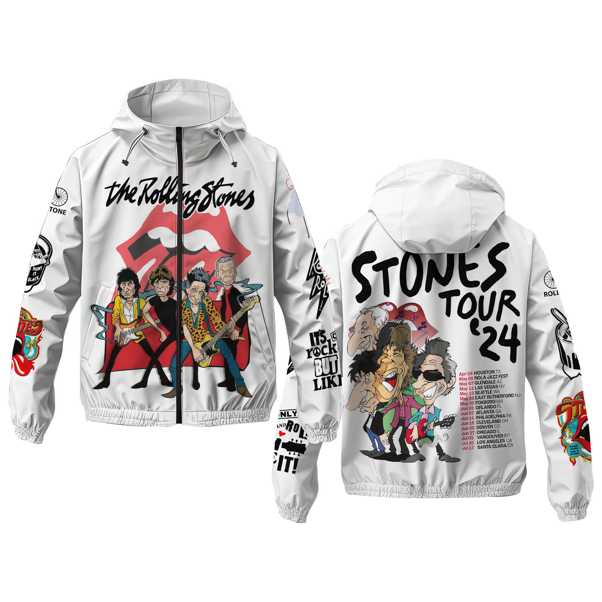 The Rolling Stones Music Style Windbreaker Jacket For Fans