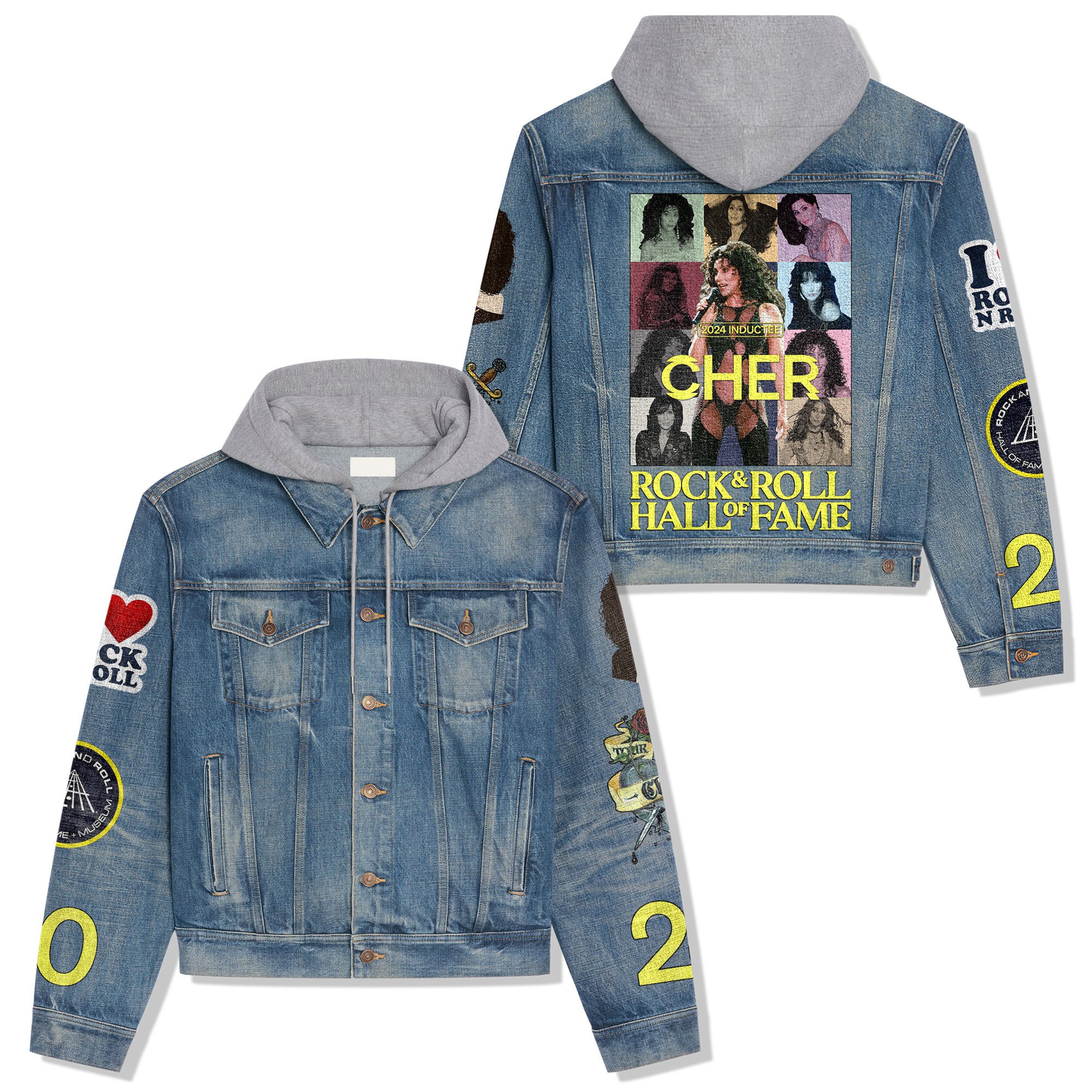 The Script Music Style Hooded Denim Jacket For Fans