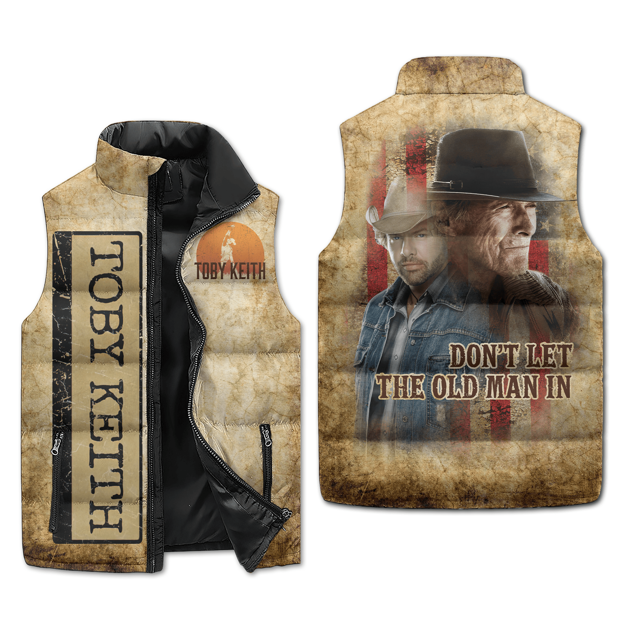 Toby Keith Music Style Sleeveless Puffer Jacket For Fans