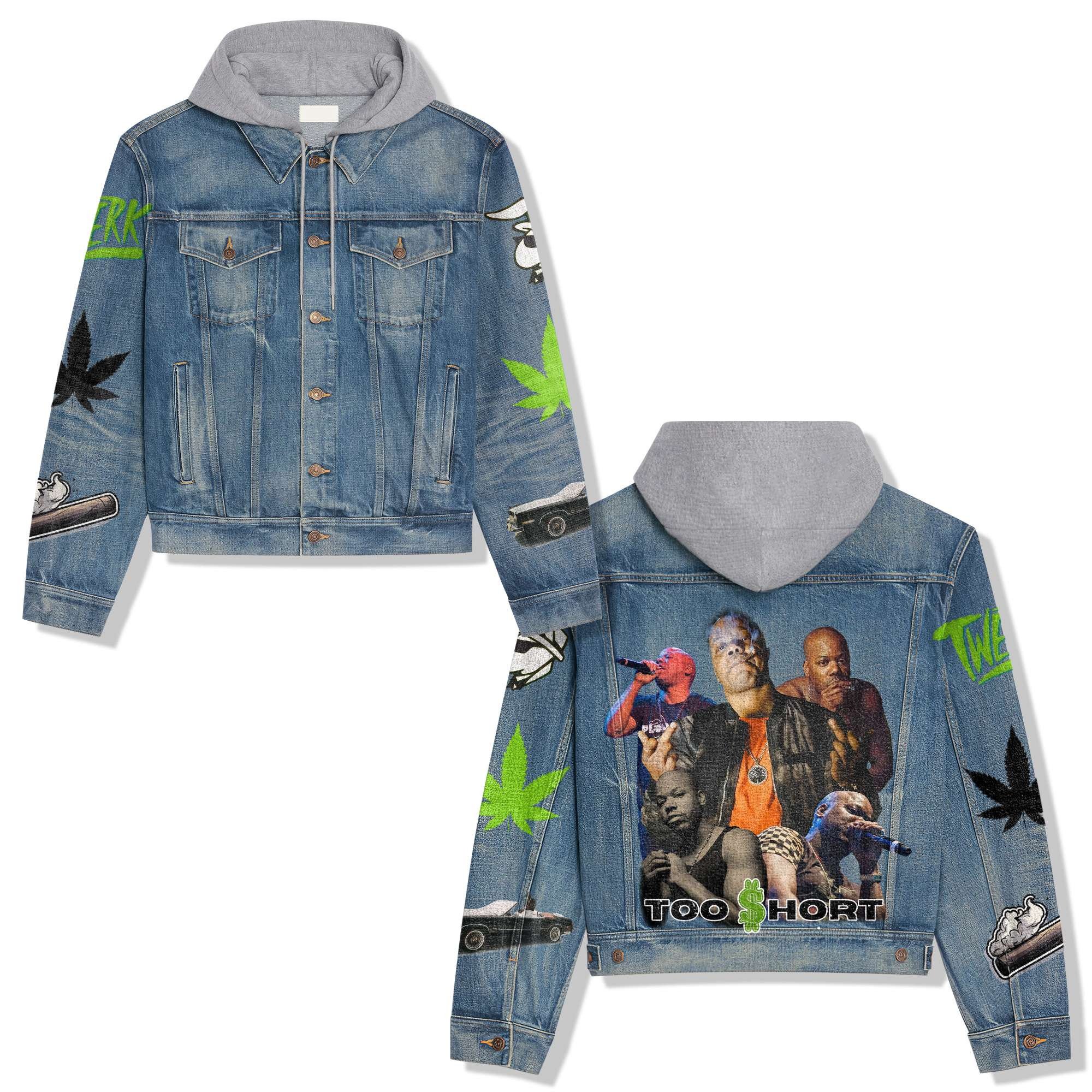 Too Short Music Style Hooded Denim Jacket For Fans
