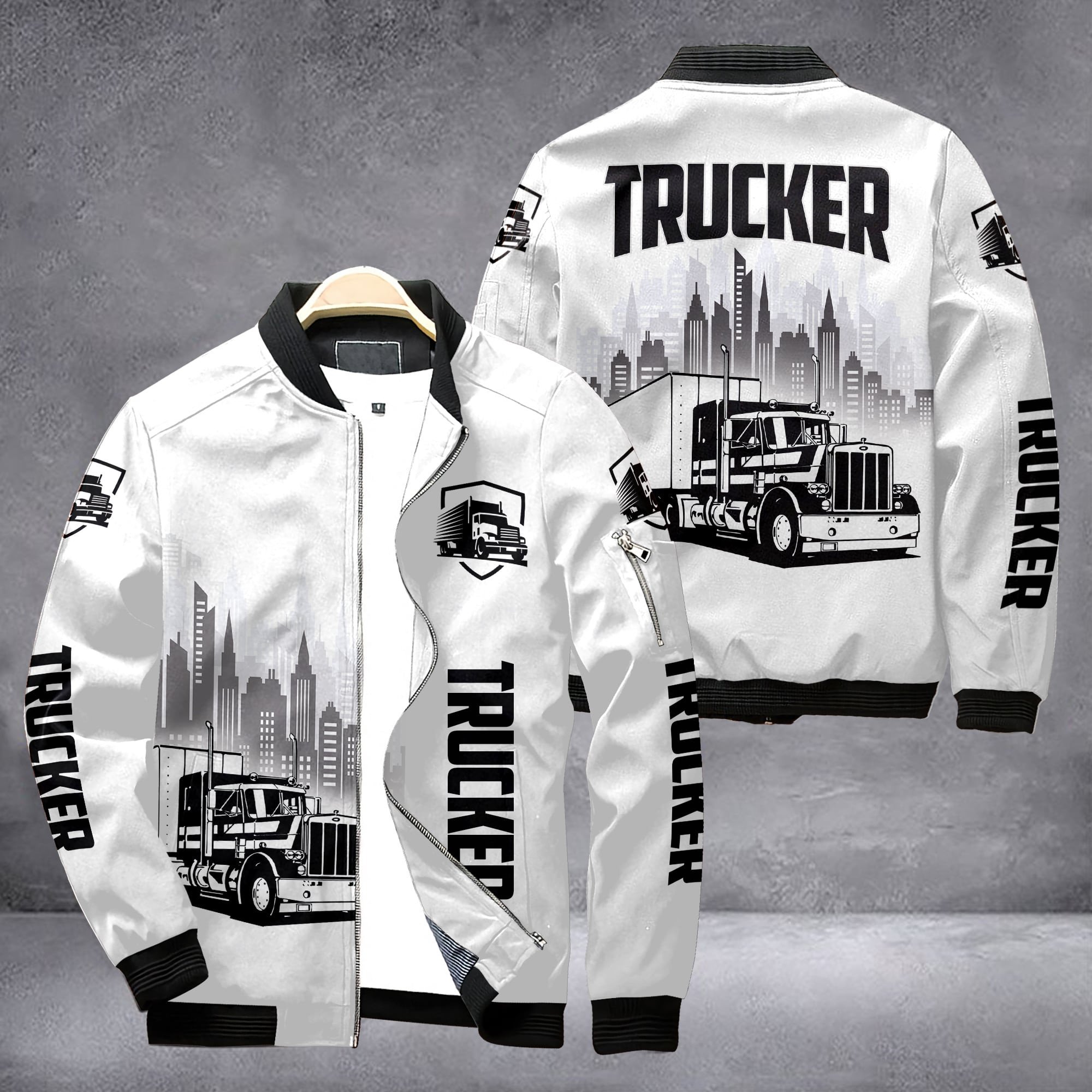 Truck Driver Style Bomber Jacket For Fans
