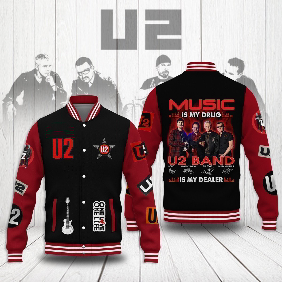 U2 Music Style Baseball Jacket For Fans