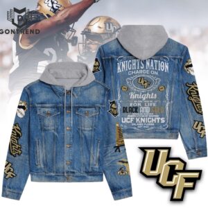 UCF Knights Football Nation NCAA Style Hooded Denim Jacket For Fans