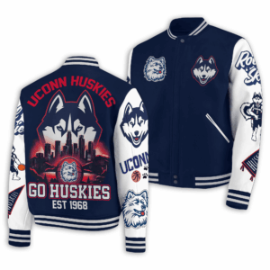 UConn Huskies NCAA Style Baseball Jacket For Fans