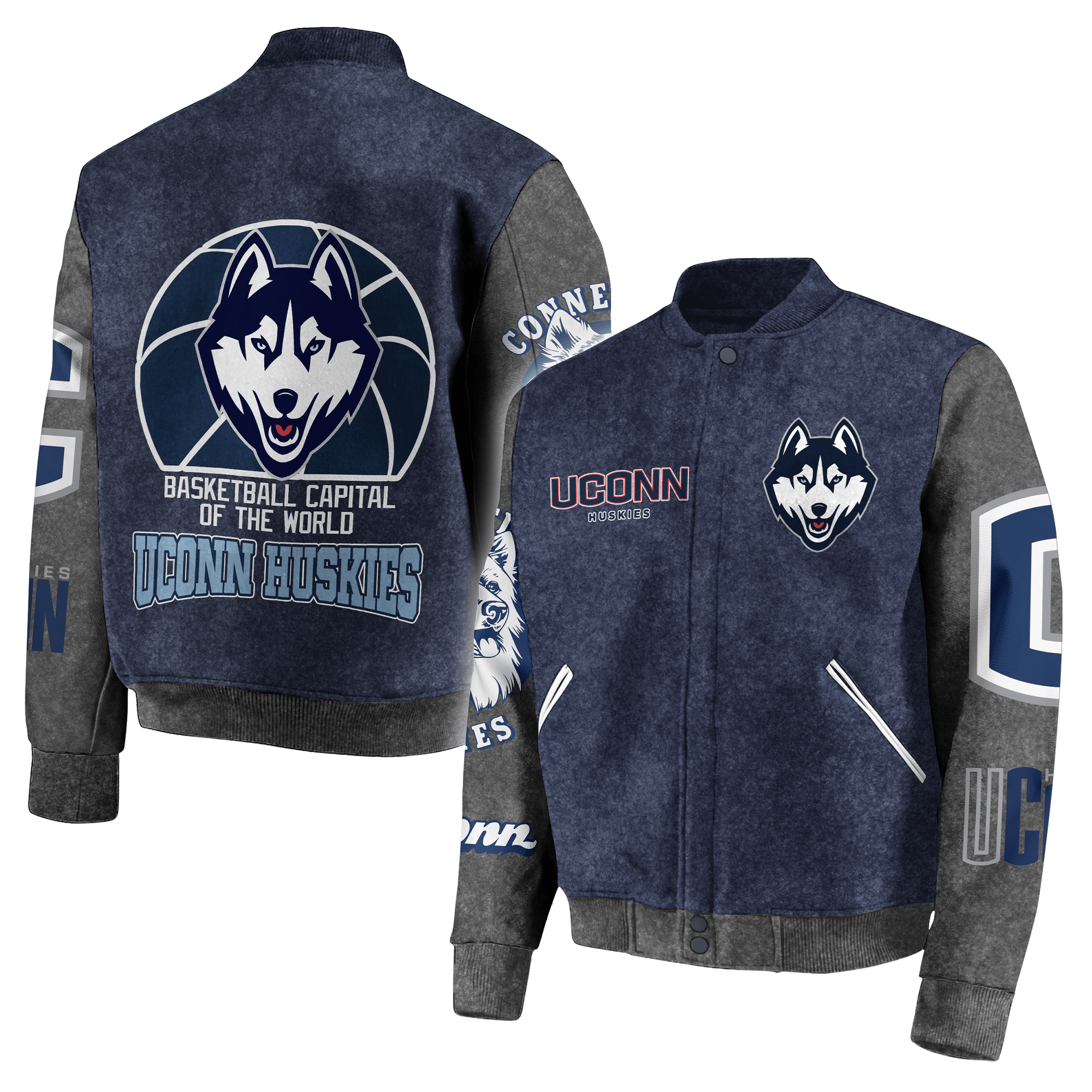UConn Huskies NCAA Style Baseball Jacket For Fans