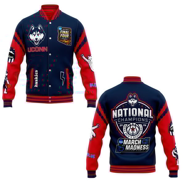 UConn Huskies NCAA Style Baseball Jacket For Fans