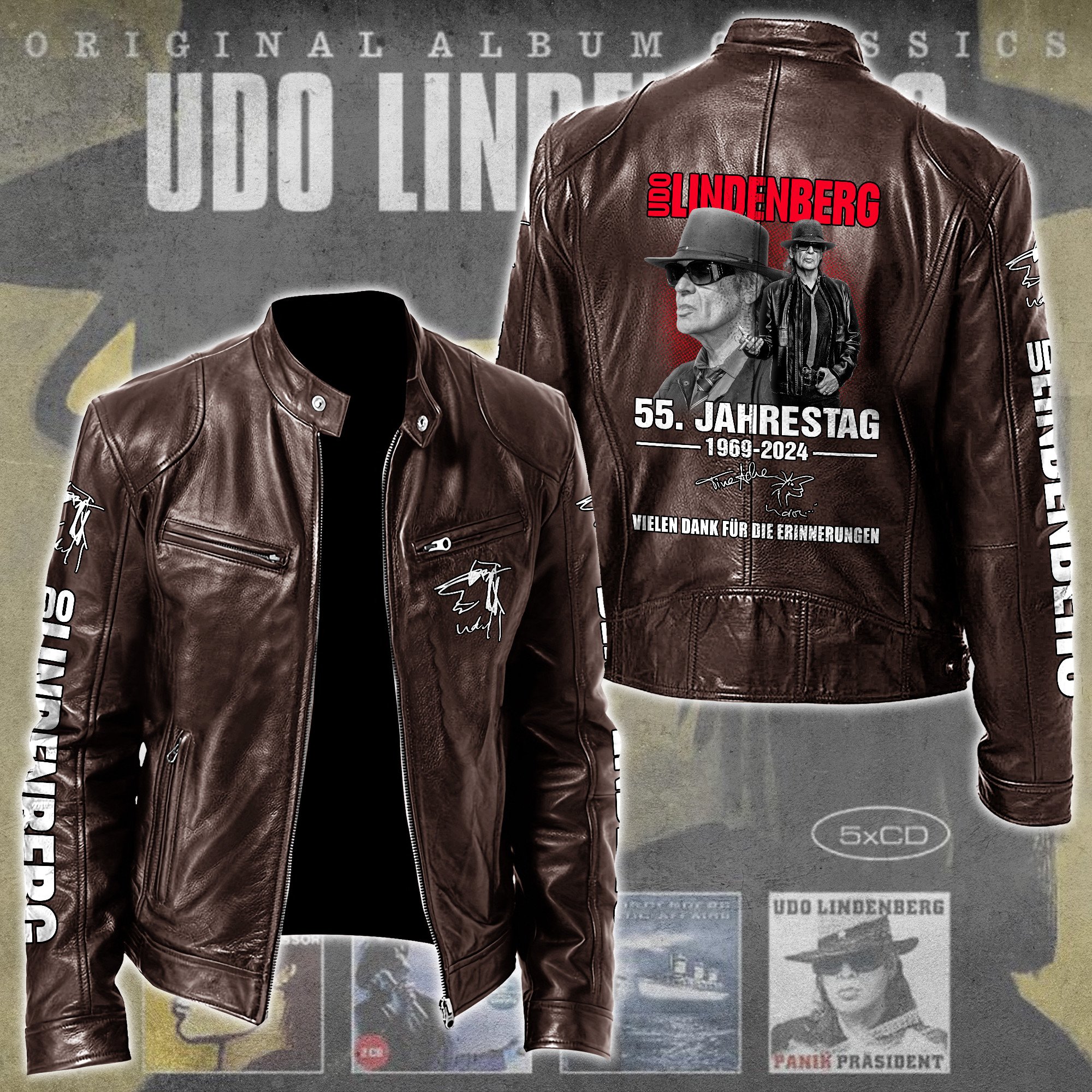 Udo Lindenberg Music Style Leather Jacket For Fans