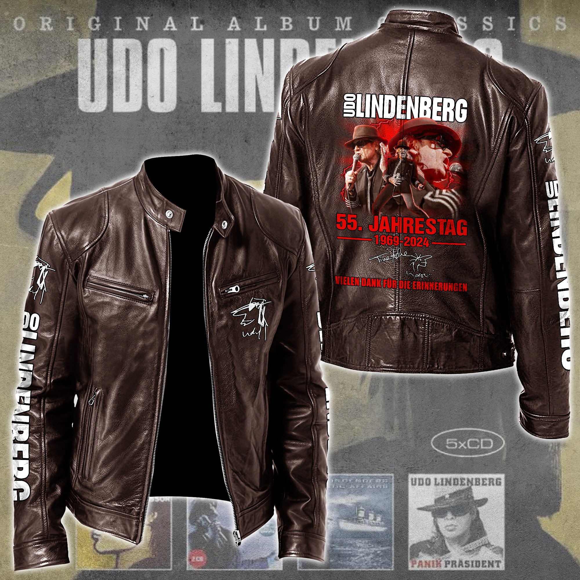 Udo Lindenberg Music Style Leather Jacket For Fans