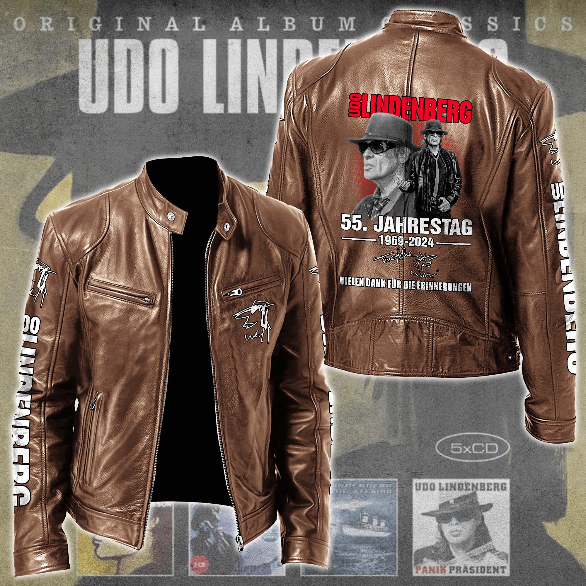 Udo Lindenberg Music Style Leather Jacket For Fans