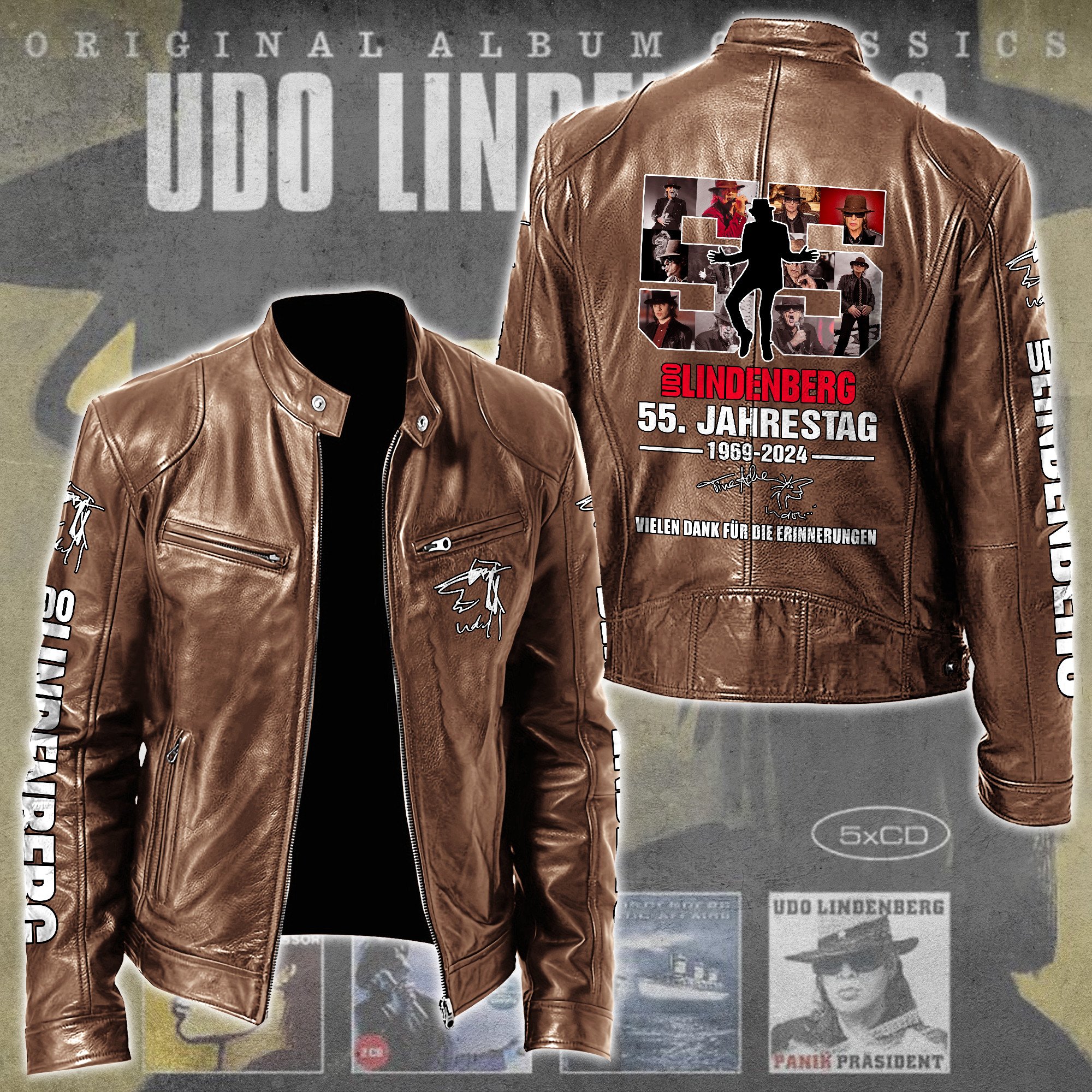 Udo Lindenberg Music Style Leather Jacket For Fans