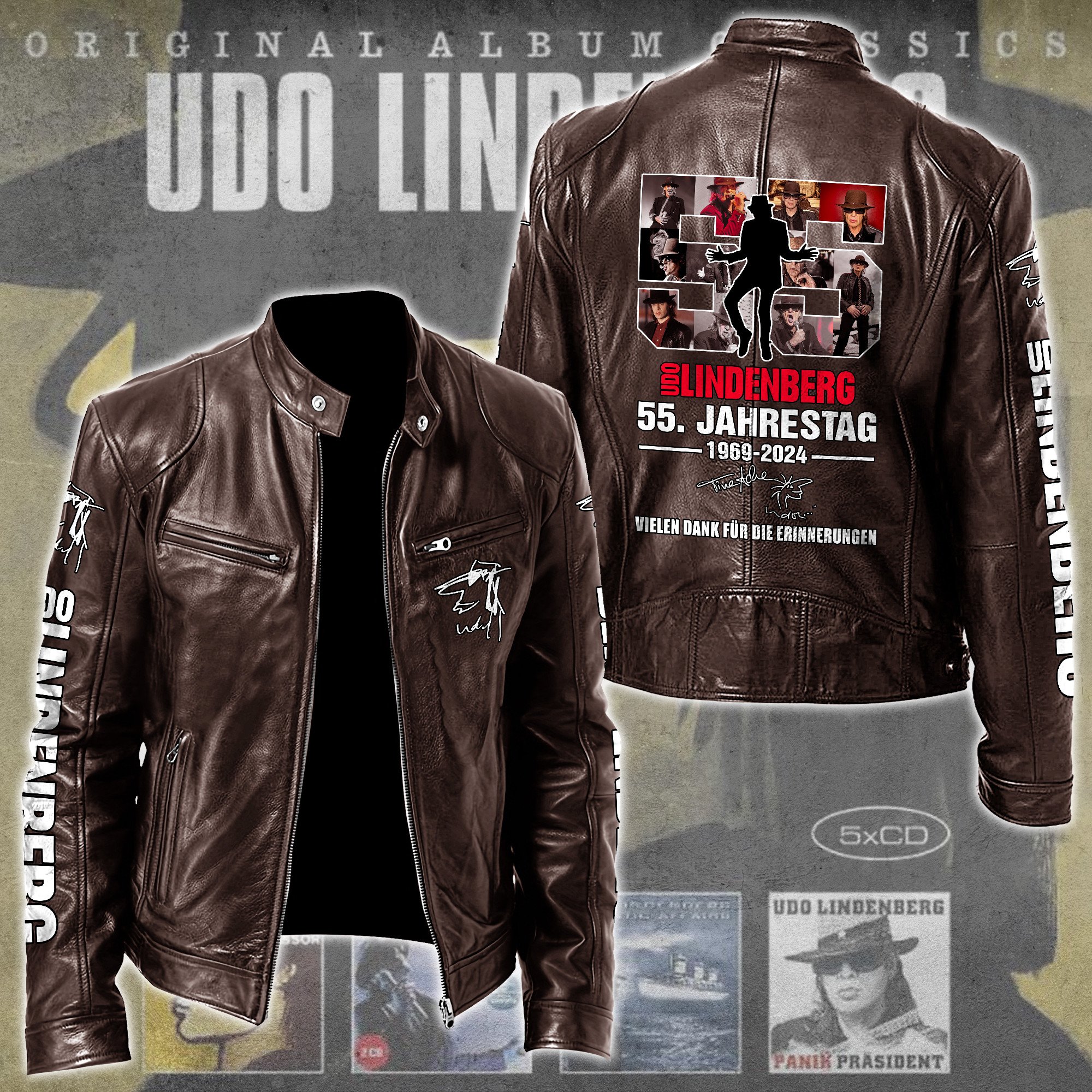 Udo Lindenberg Music Style Leather Jacket For Fans