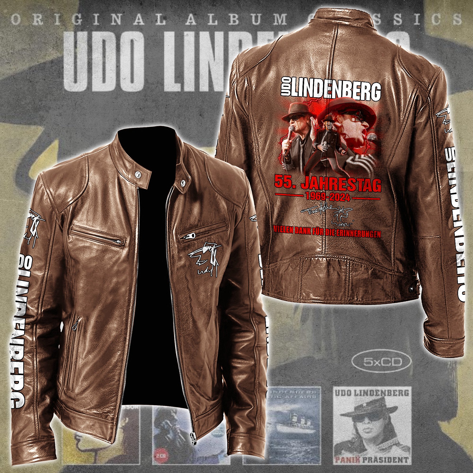 Udo Lindenberg Music Style Leather Jacket For Fans