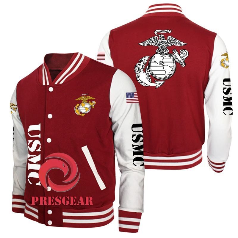 United States Marine Corps Style Baseball Jacket For Fans