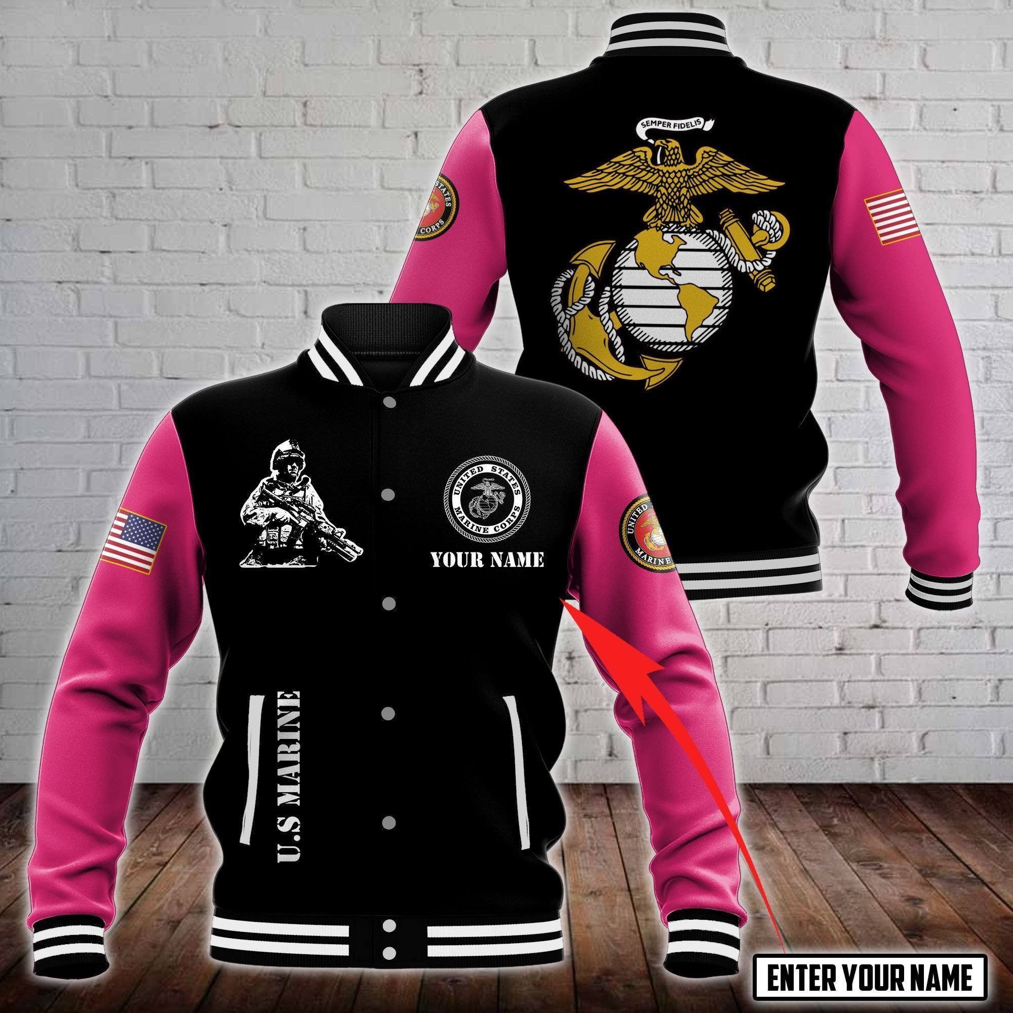 United States Marine Corps Style Baseball Jacket For Fans