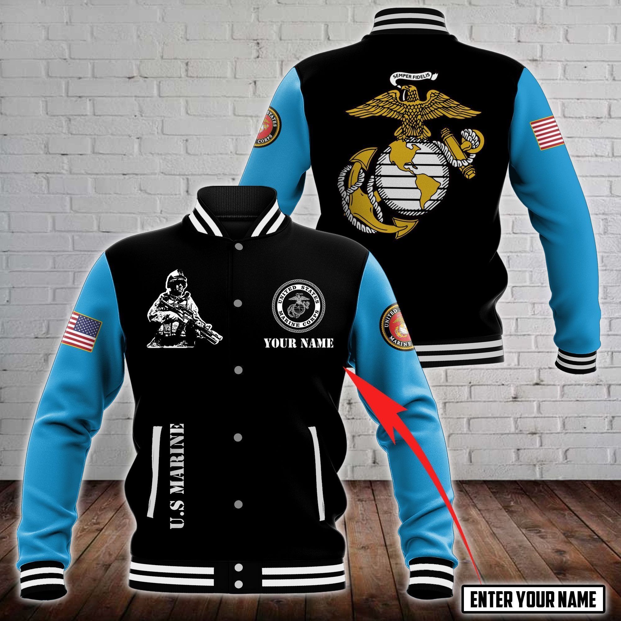 United States Marine Corps Style Baseball Jacket For Fans