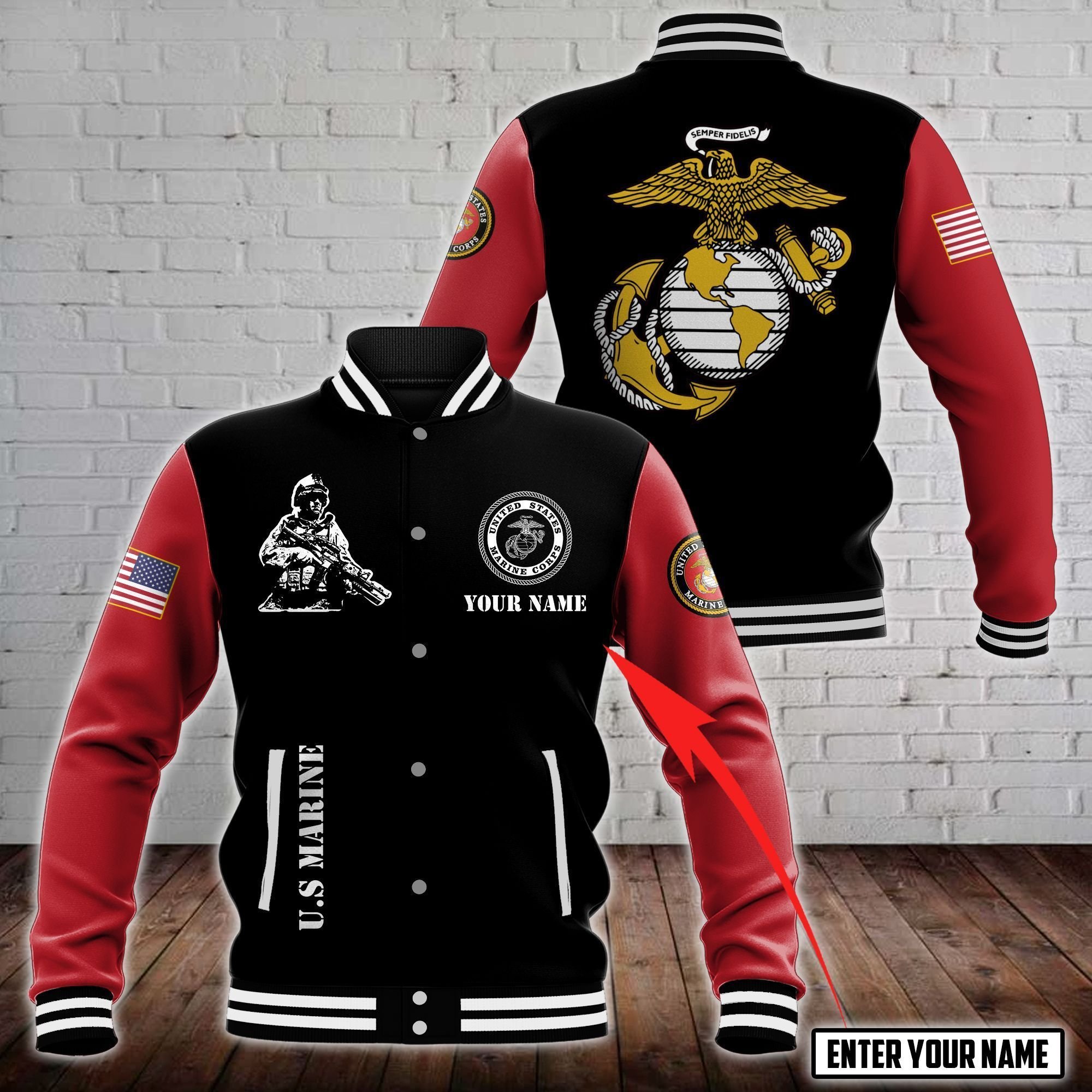 United States Marine Corps Style Baseball Jacket For Fans