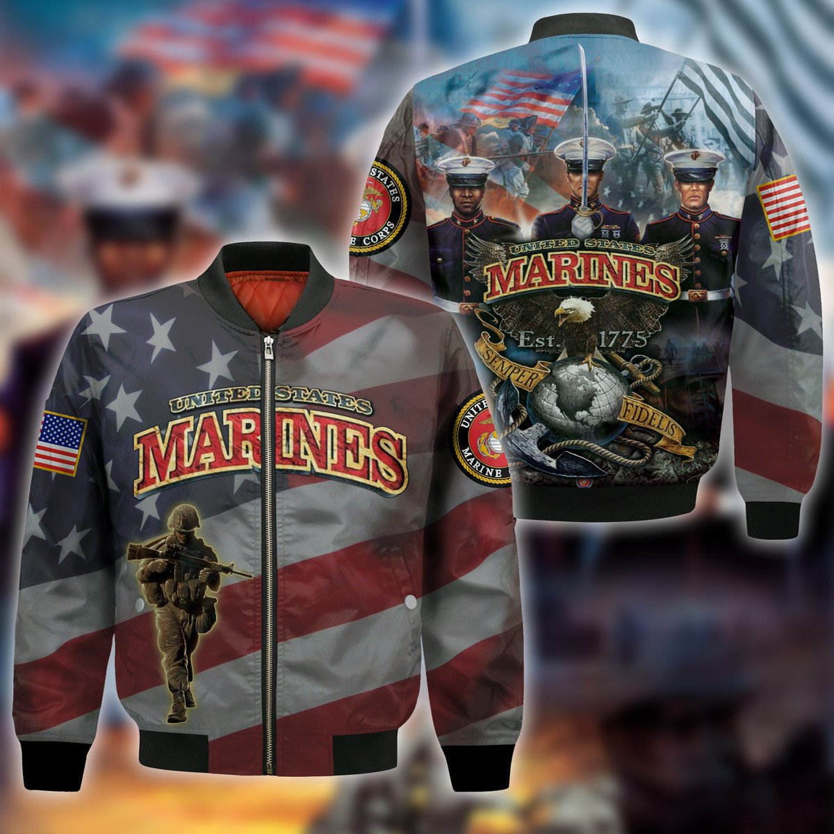 United States Marine Corps Style Bomber Jacket For Fans