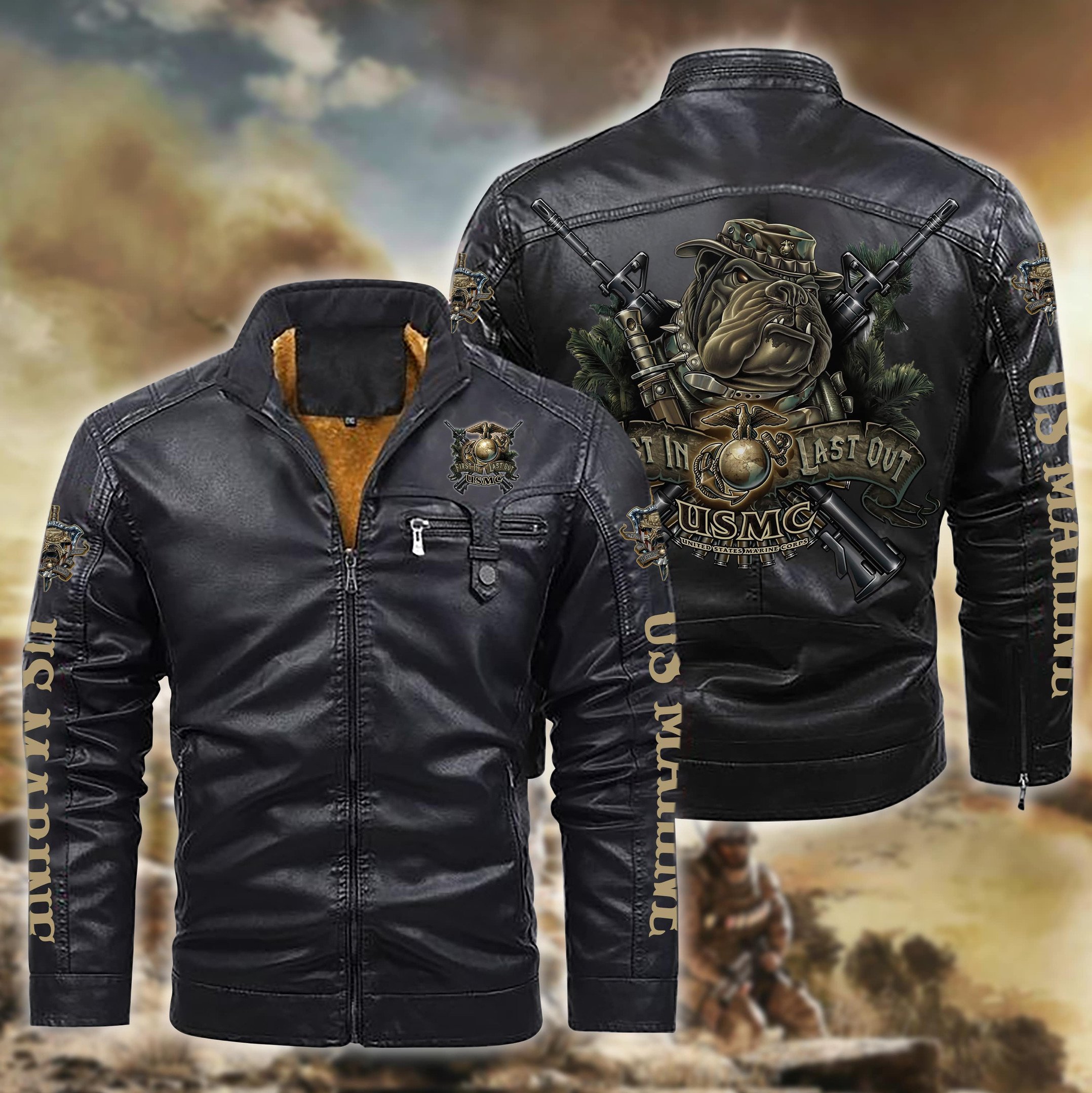United States Marine Corps Style Leather Jacket For Fans
