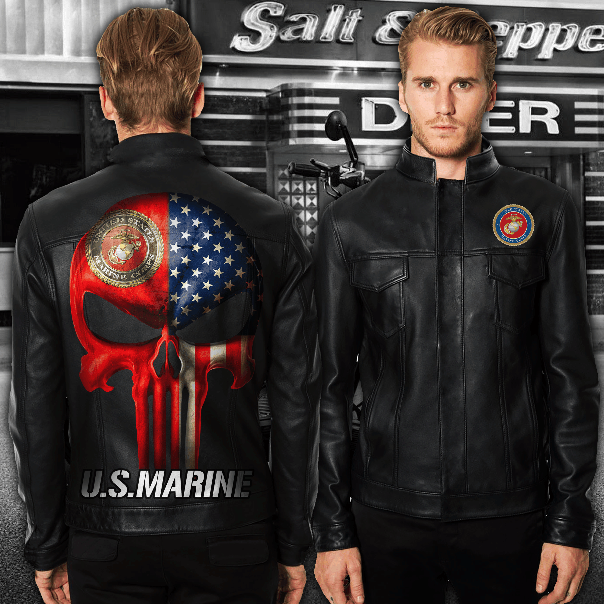 United States Marine Corps Style Leather Jacket For Fans