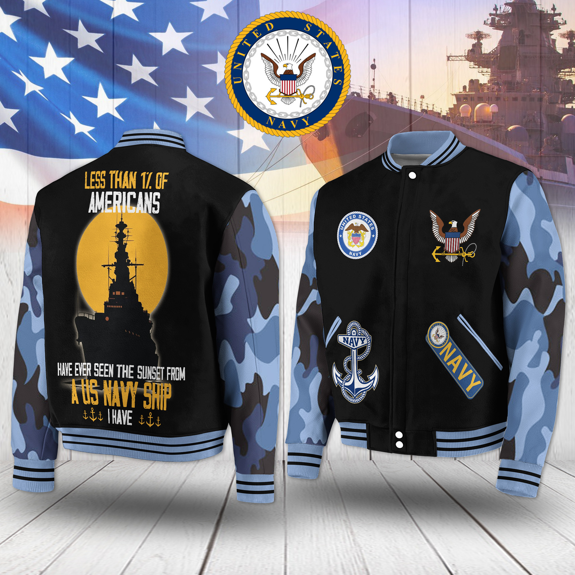 United States Navy Army Style Baseball Jacket