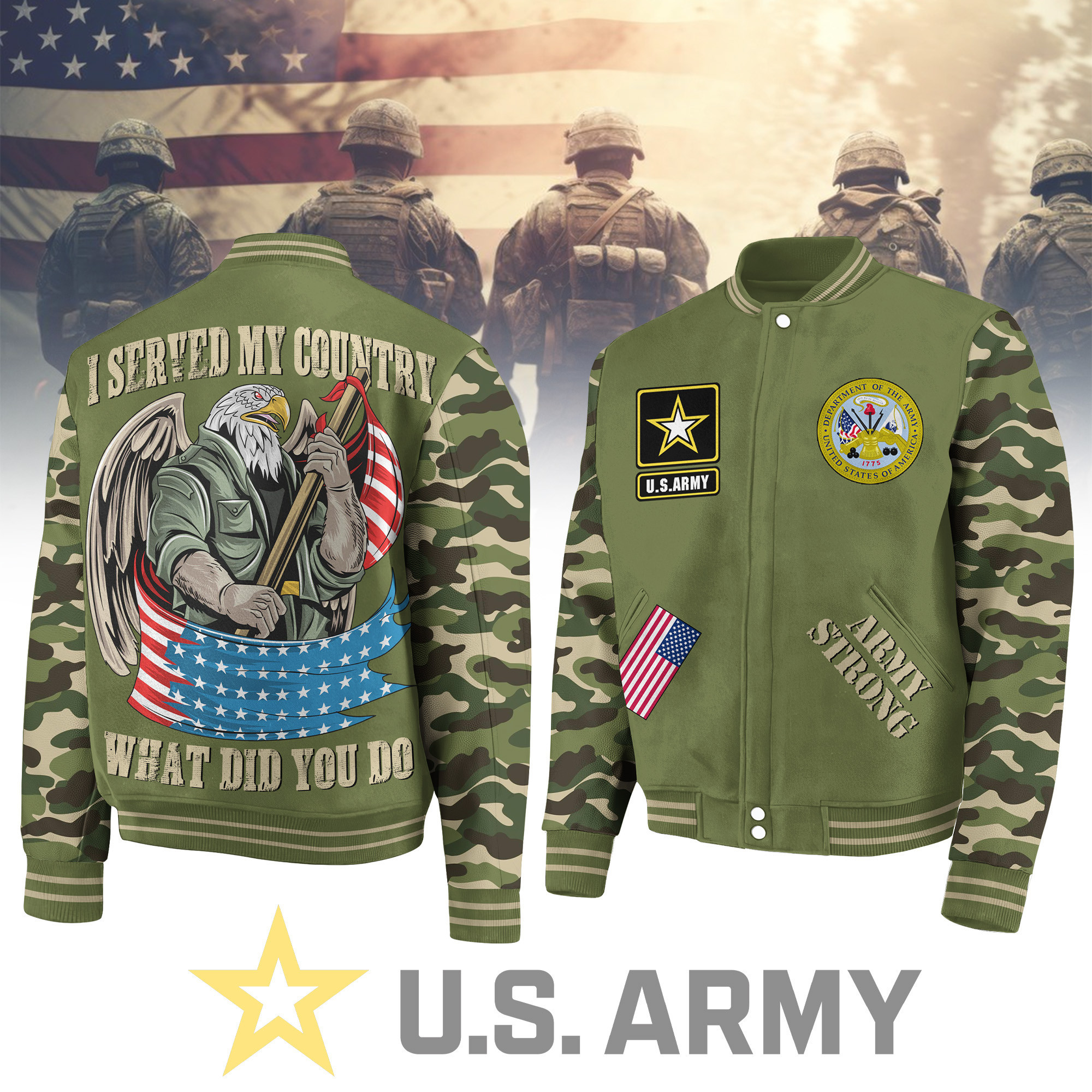 US Army Style Baseball Jacket