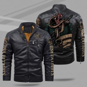USA Patriots Style Fleece Lined Leather Jacket For Fans