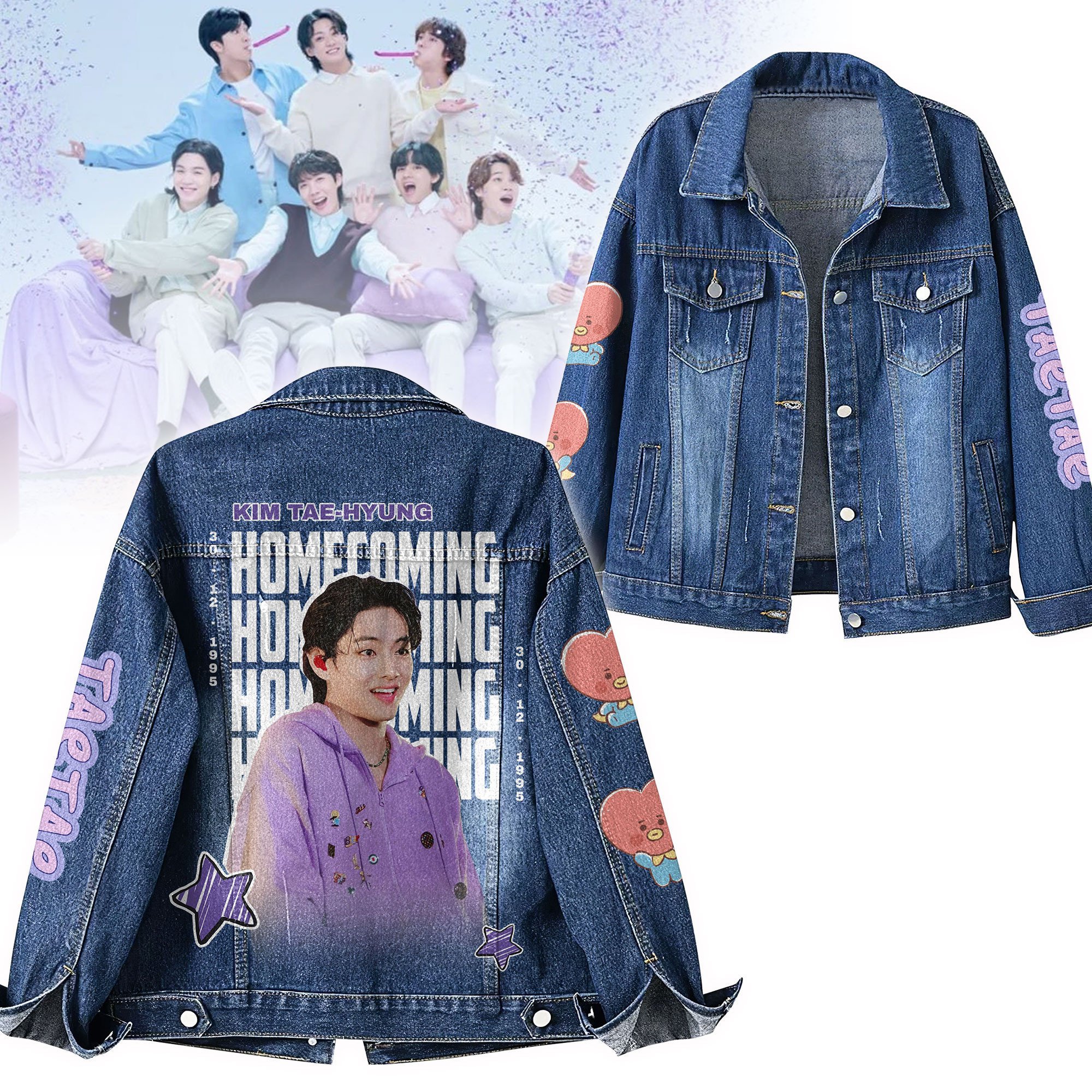 V BTS Music Denim Jacket Gift For Fans